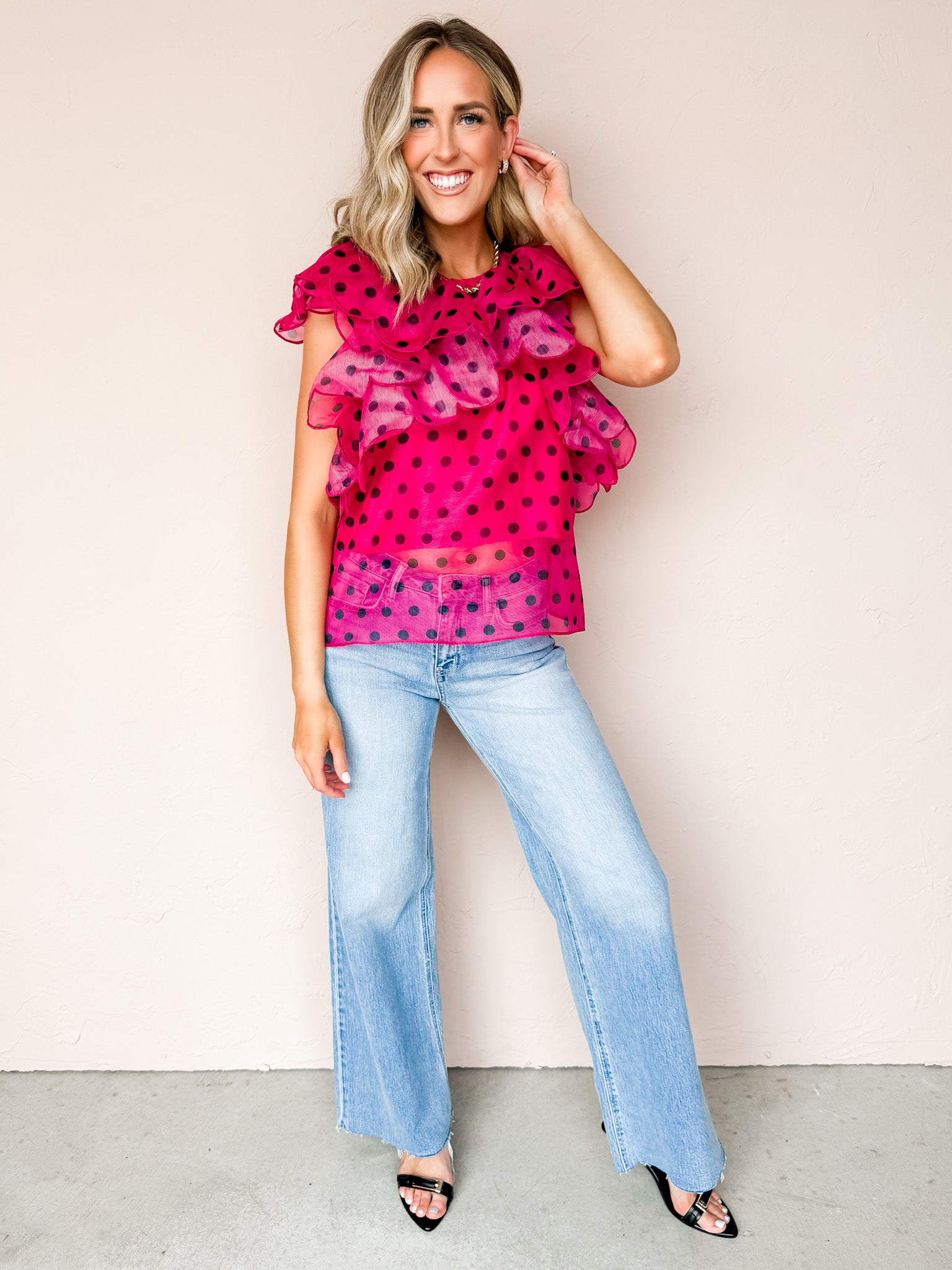 Mila Polka Dot Ruffle Top