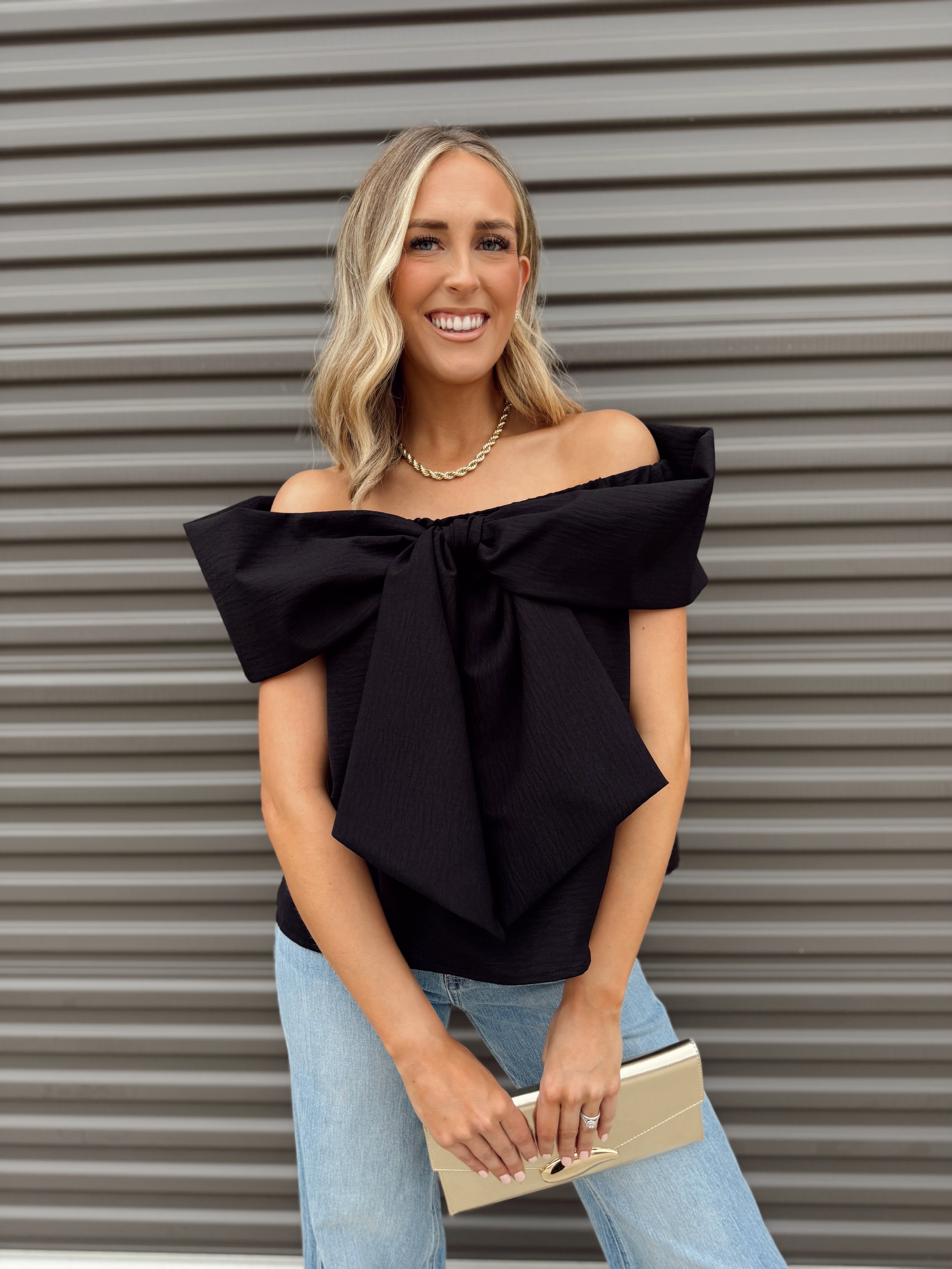 The Mikaela Bow Top-Black - Made in USA
