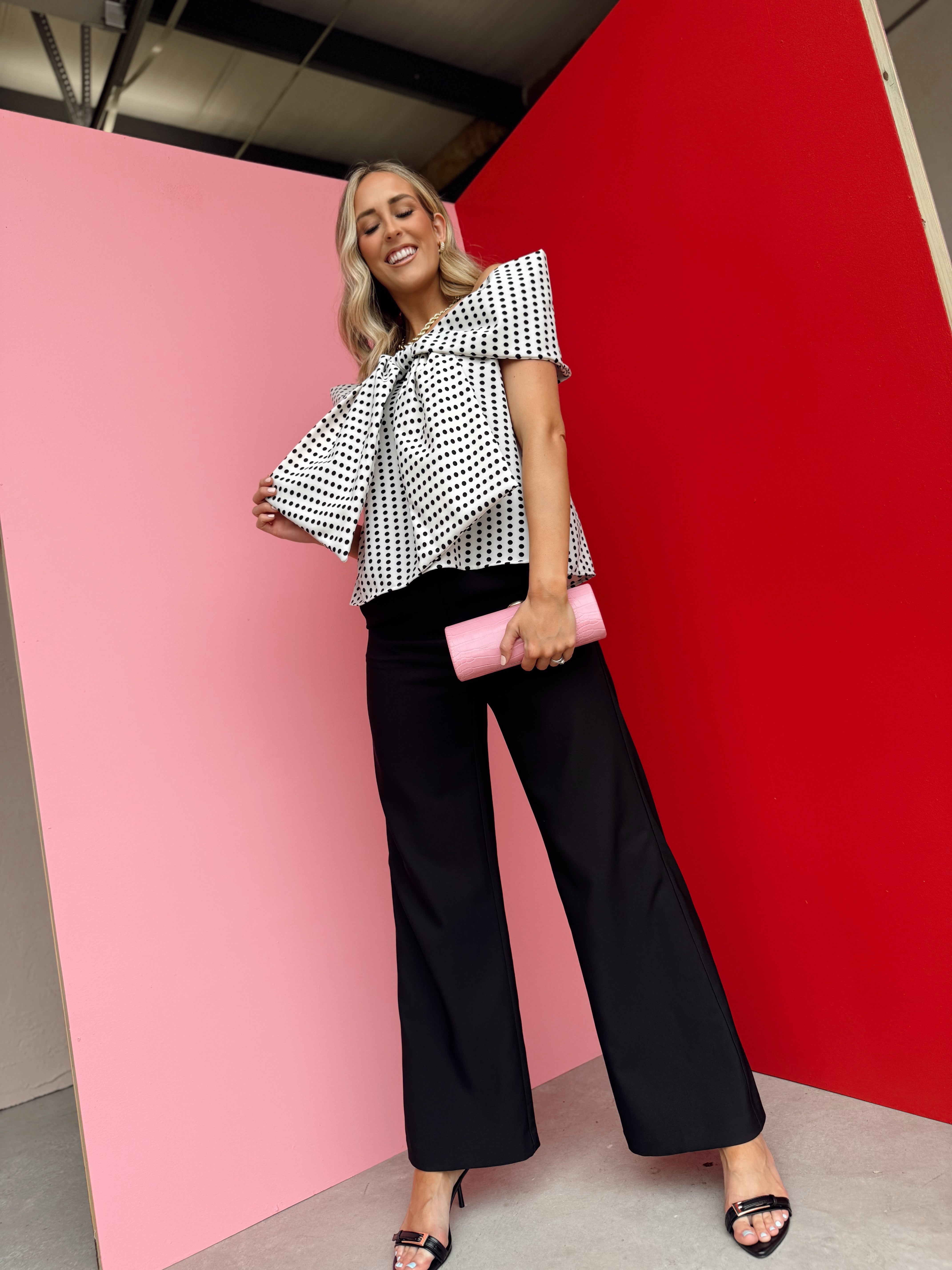 The Mikaela Bow Top-Polka Dot - Made in USA