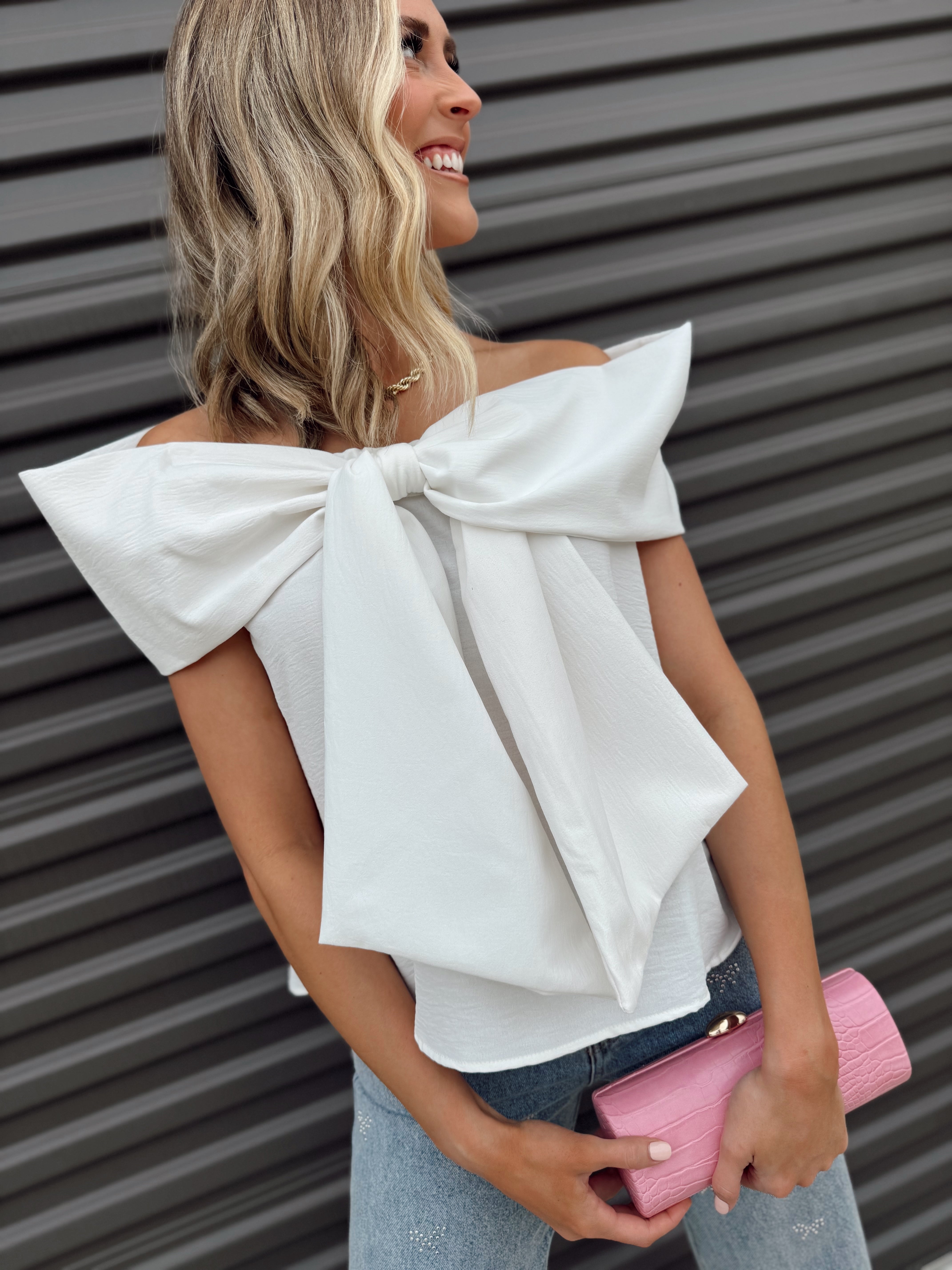 The Mikaela Bow Top-White - Made in USA