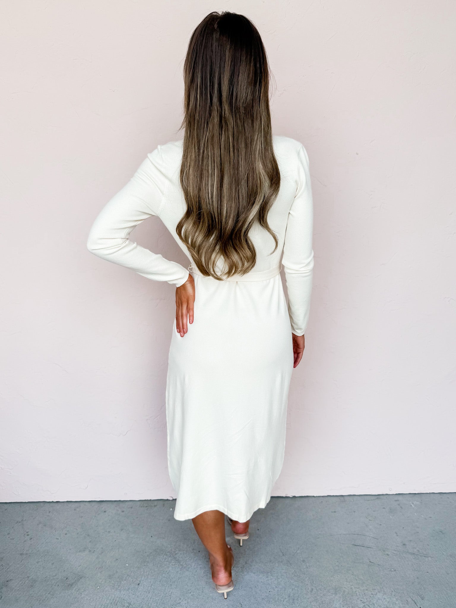 Cate Wrap Sweater Dress-Ivory