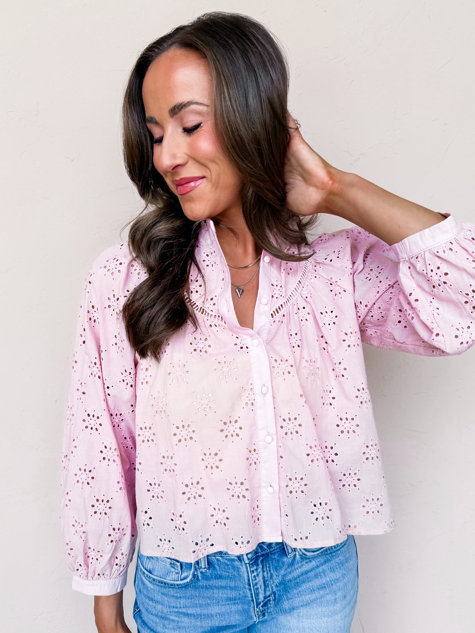 Clarissa Embroidered Button Front Top