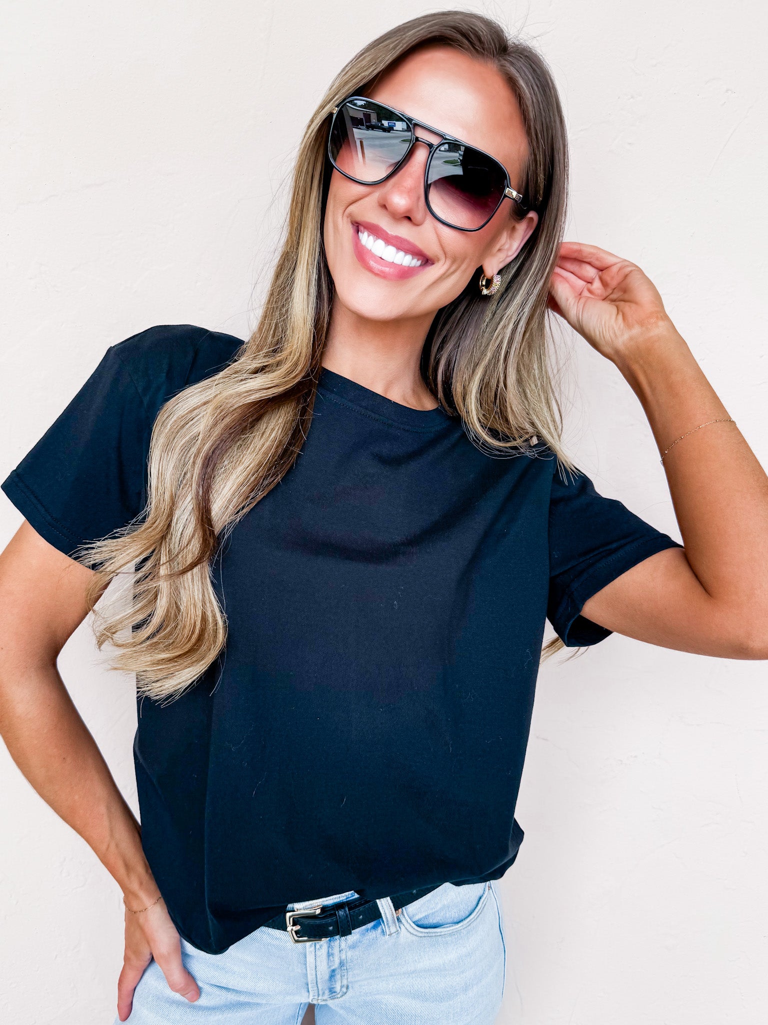 Doing The Most Short Sleeve Top-Black