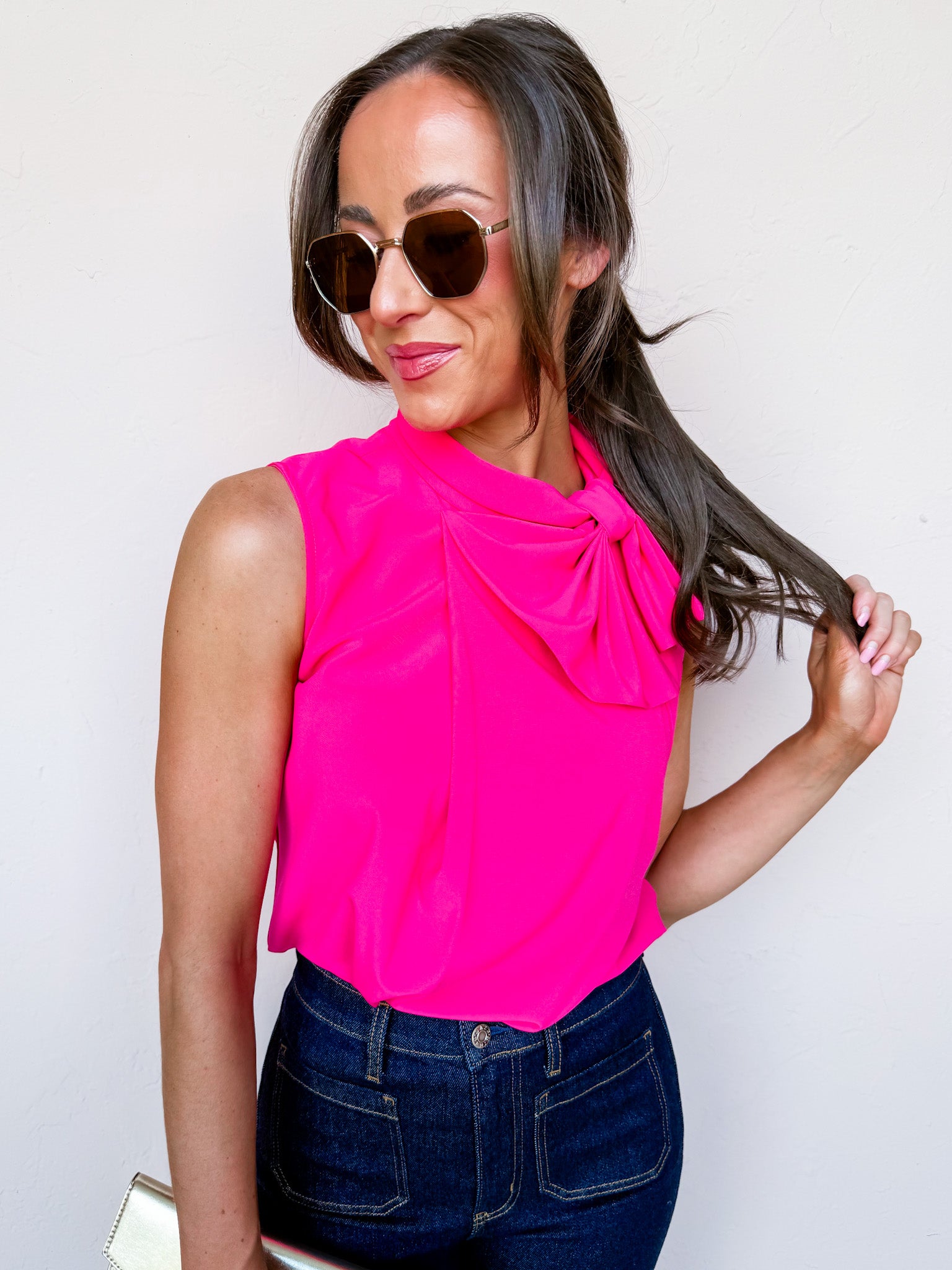 Fallon Bow Sleeveless Top