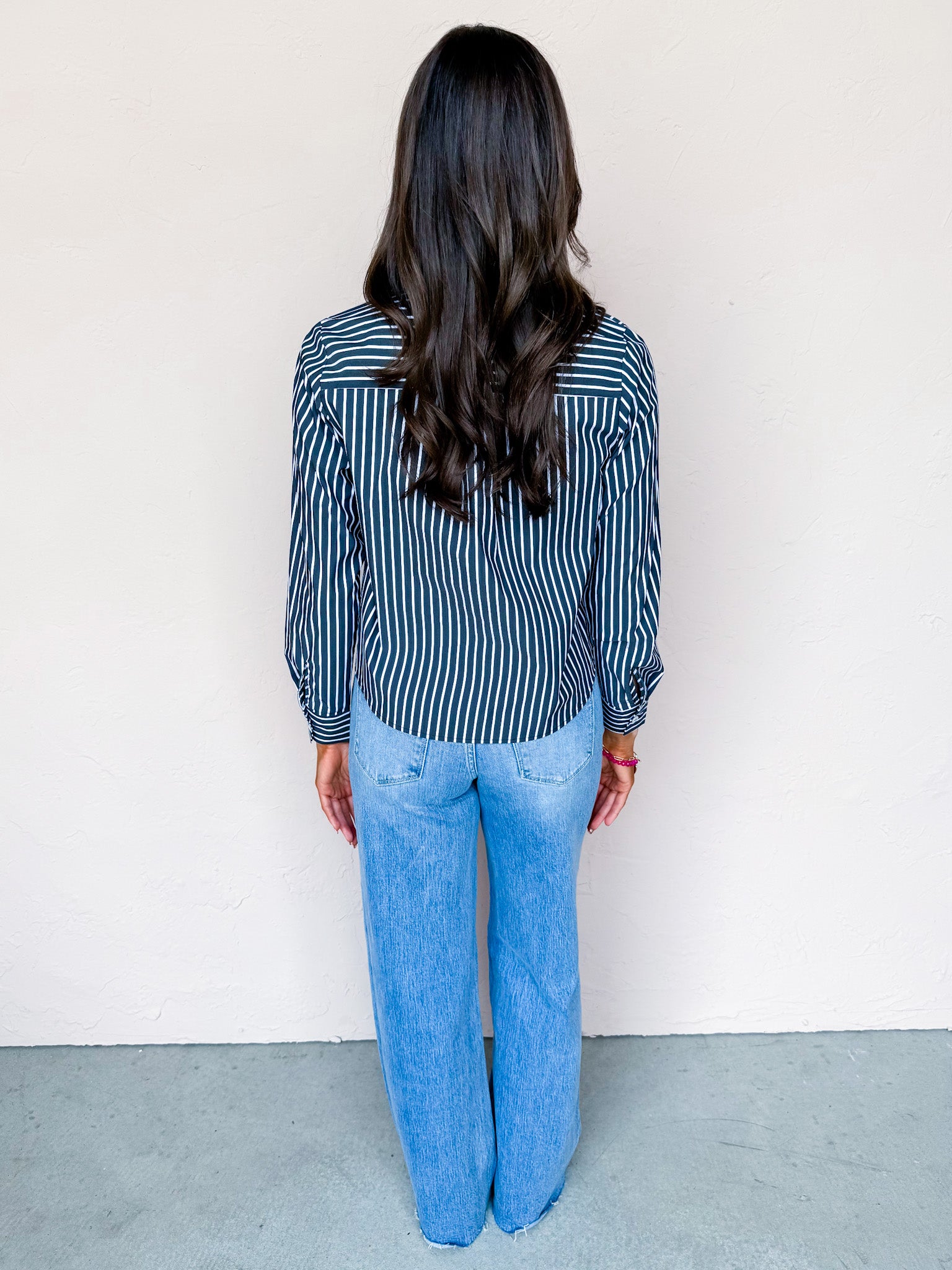 Tailored Edit Striped Button Front Top