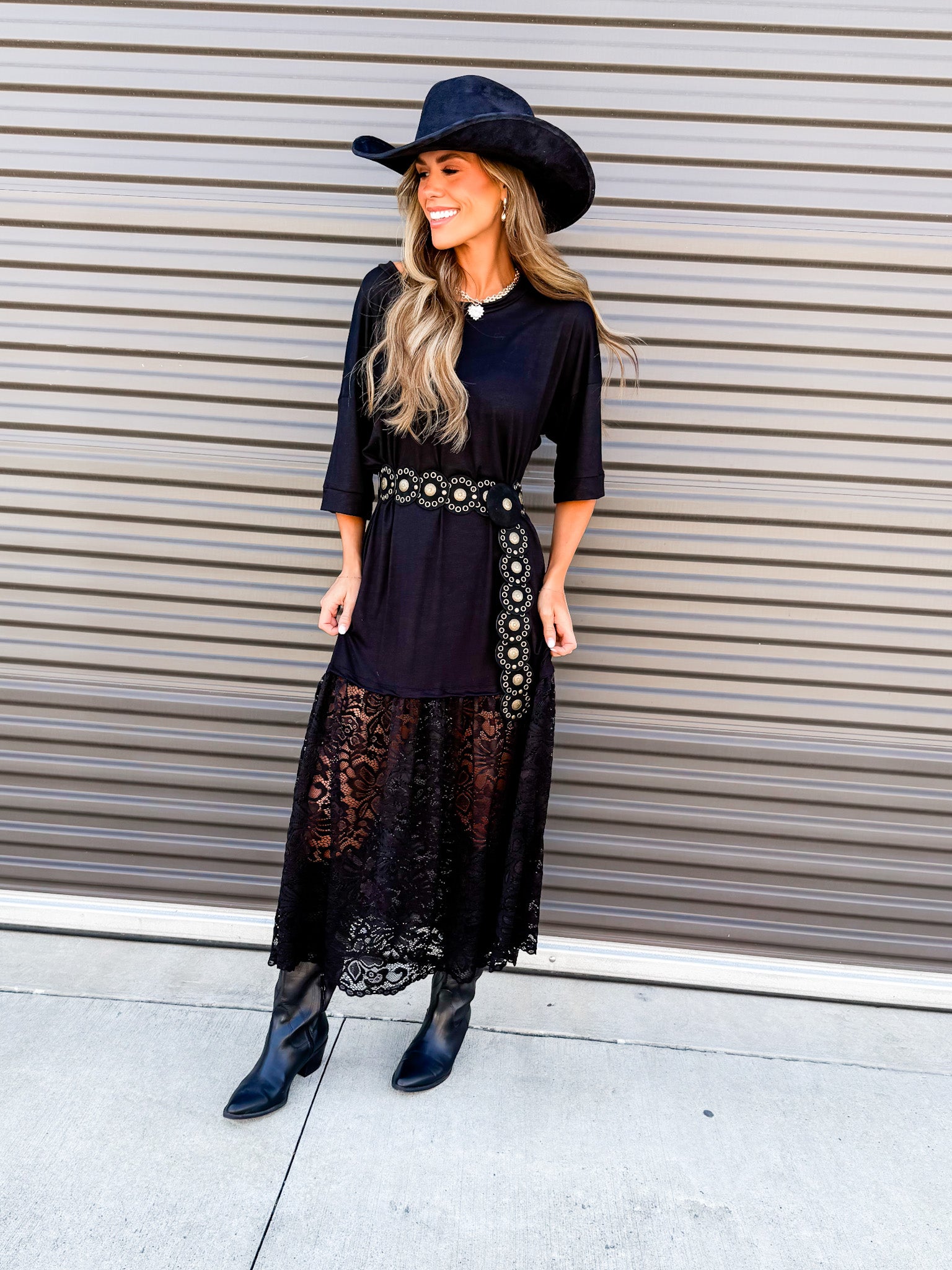 The Carley Dress – Made in USA Jersey T-Shirt Dress with Lace Hem