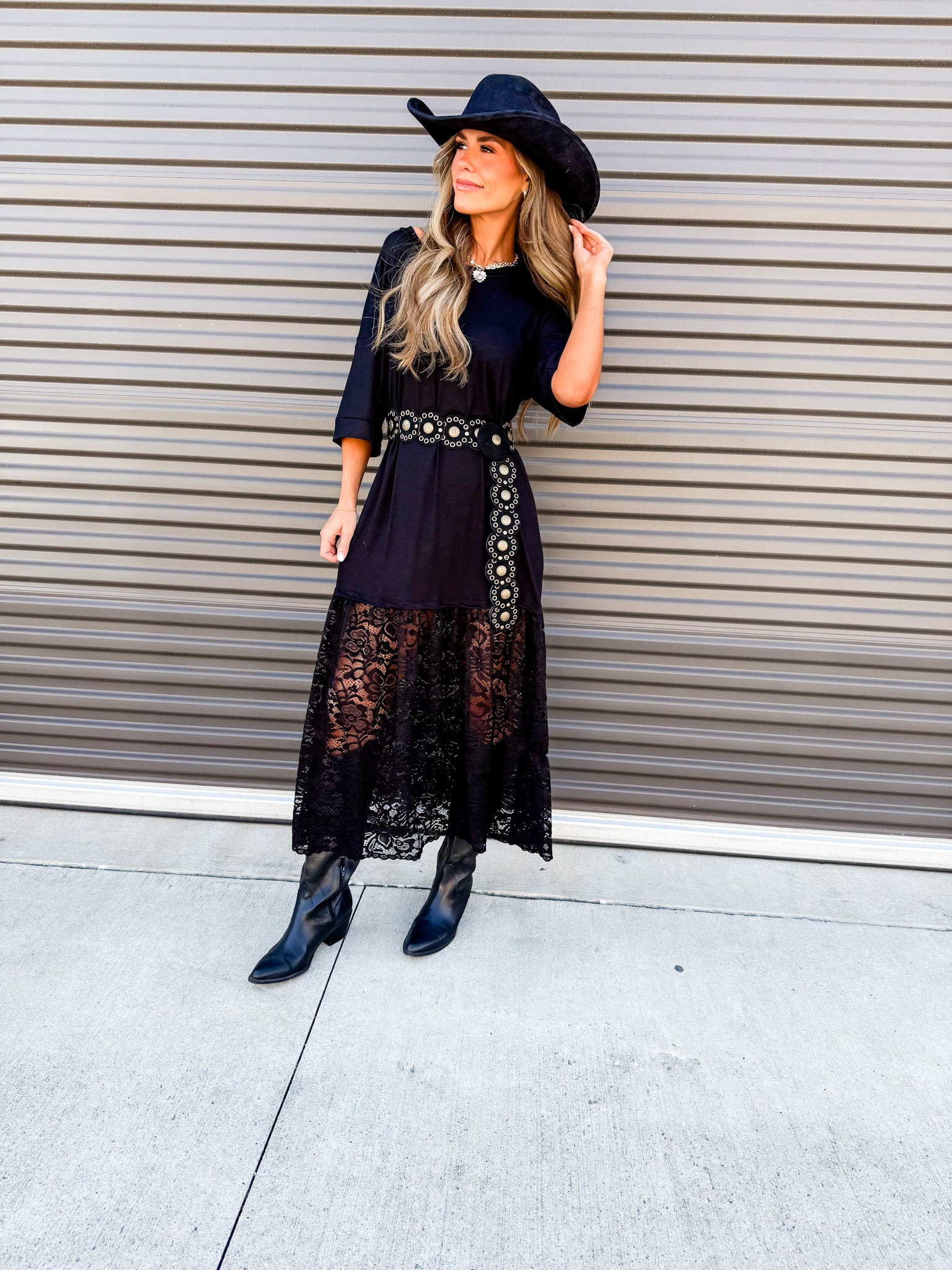 The Carley Dress – Made in USA Jersey T-Shirt Dress with Lace Hem