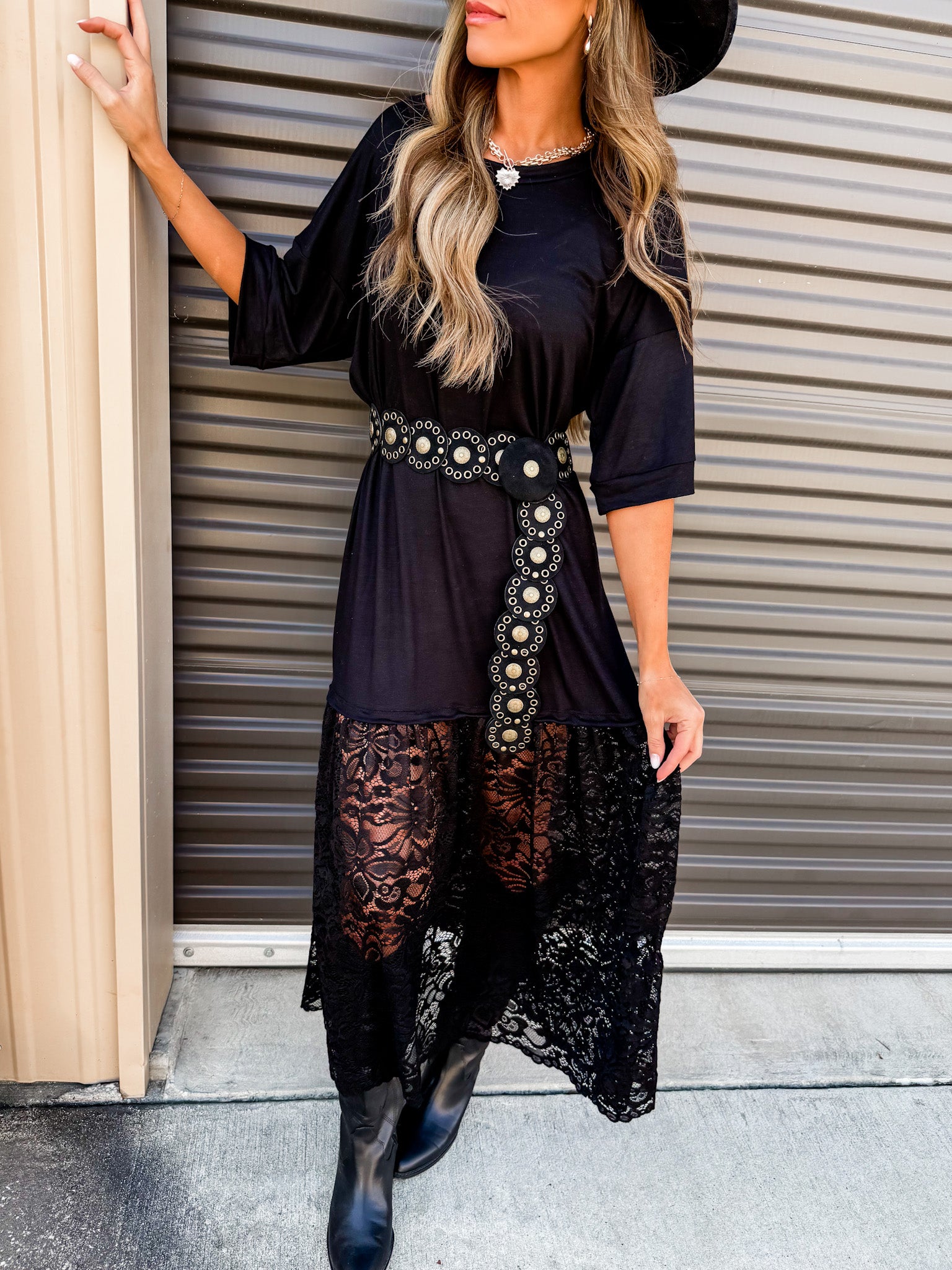 The Carley Dress – Made in USA Jersey T-Shirt Dress with Lace Hem