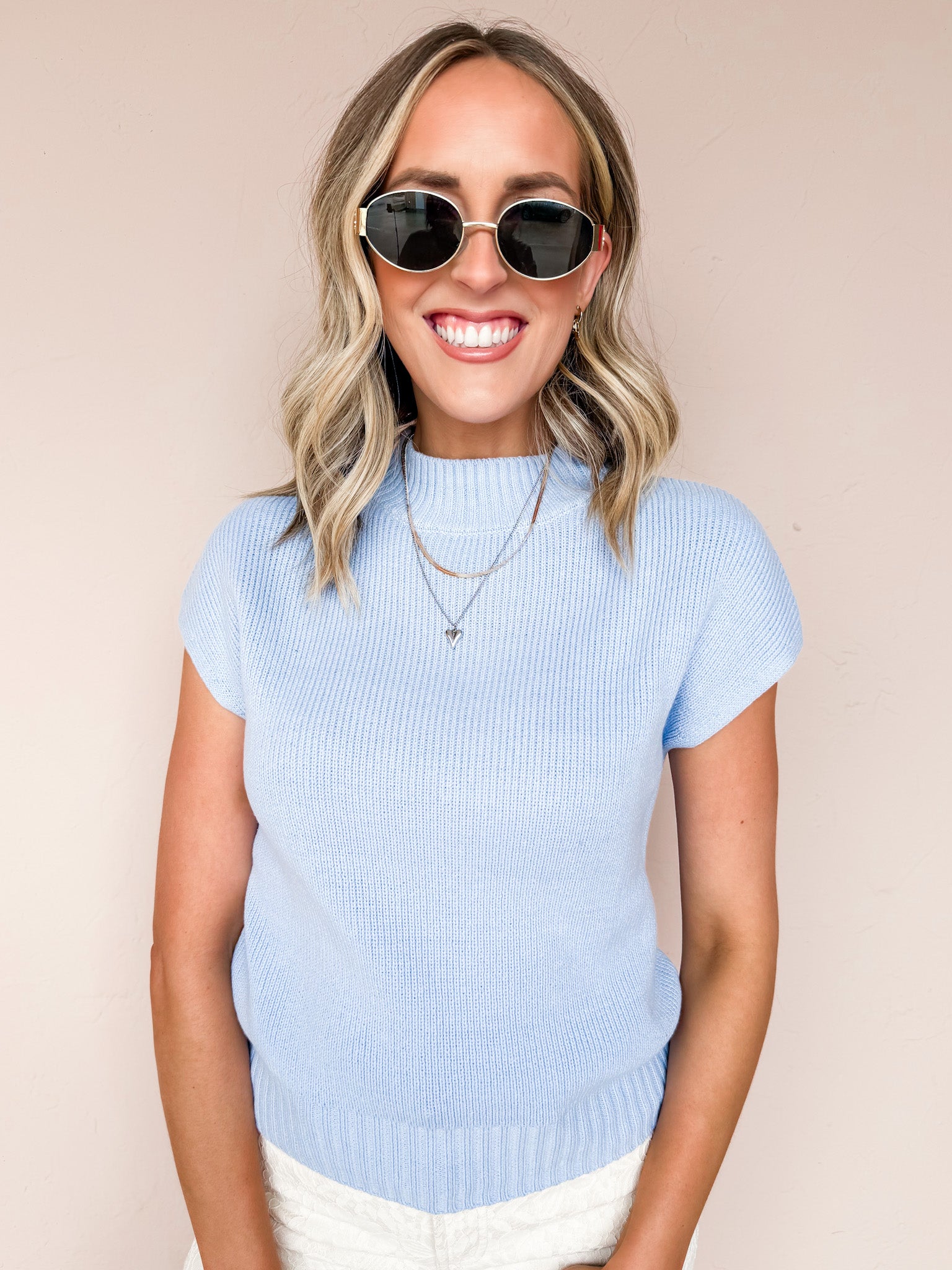 Macy Mock Neck Sweater-Blue