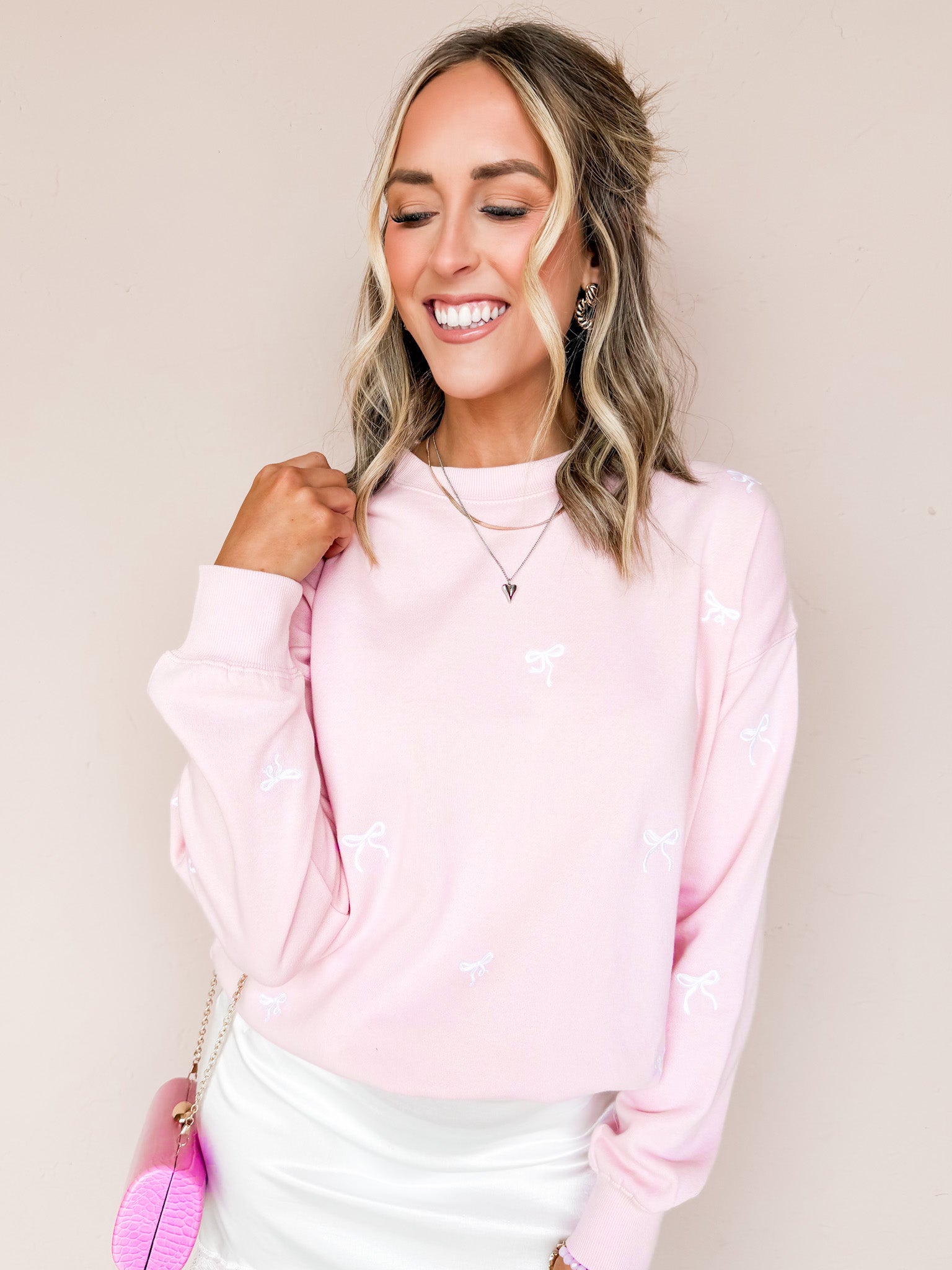 Nelly Crew Neck Sweater-Pink