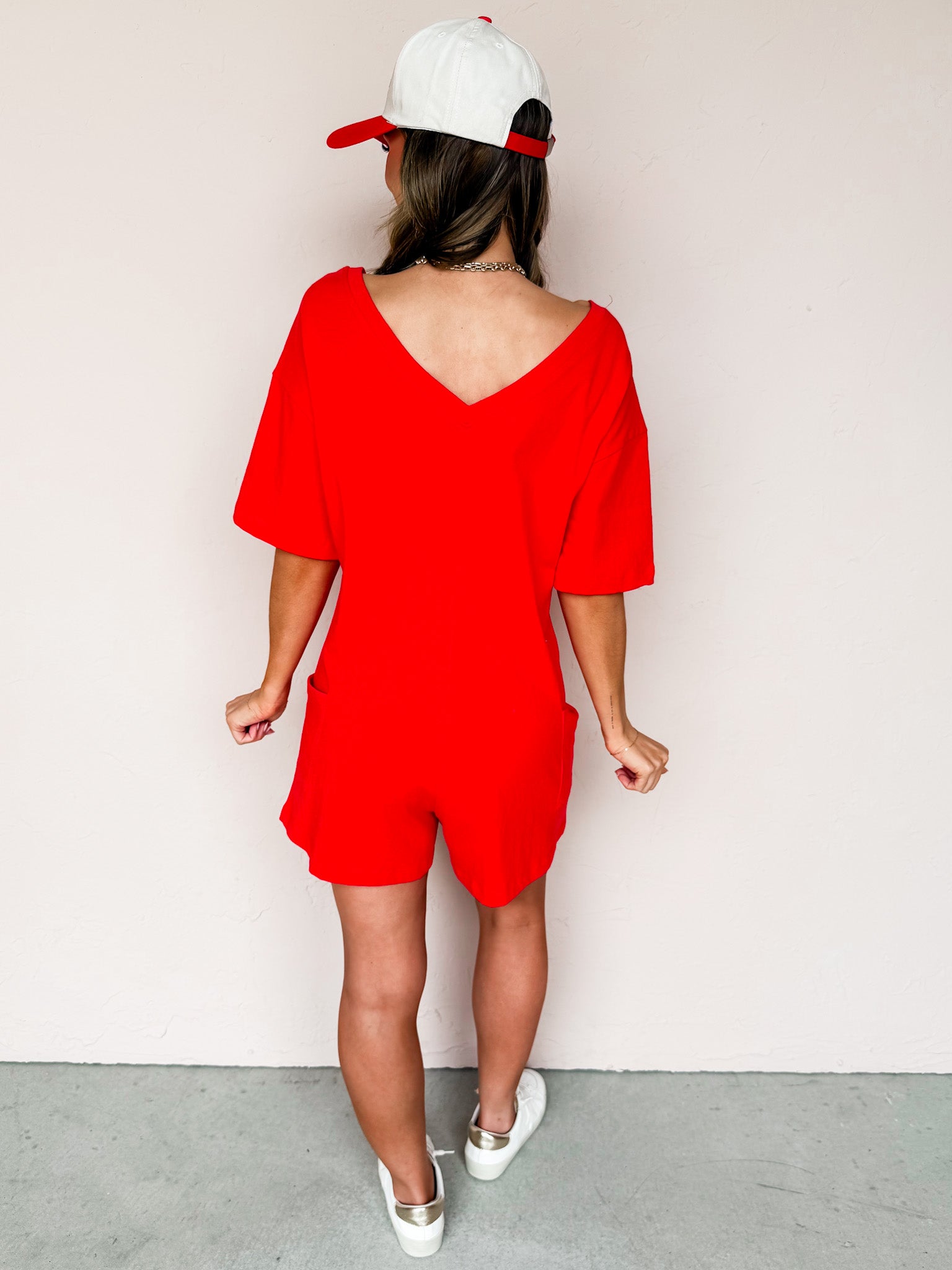 Cleo Reversible Romper-Ruby
