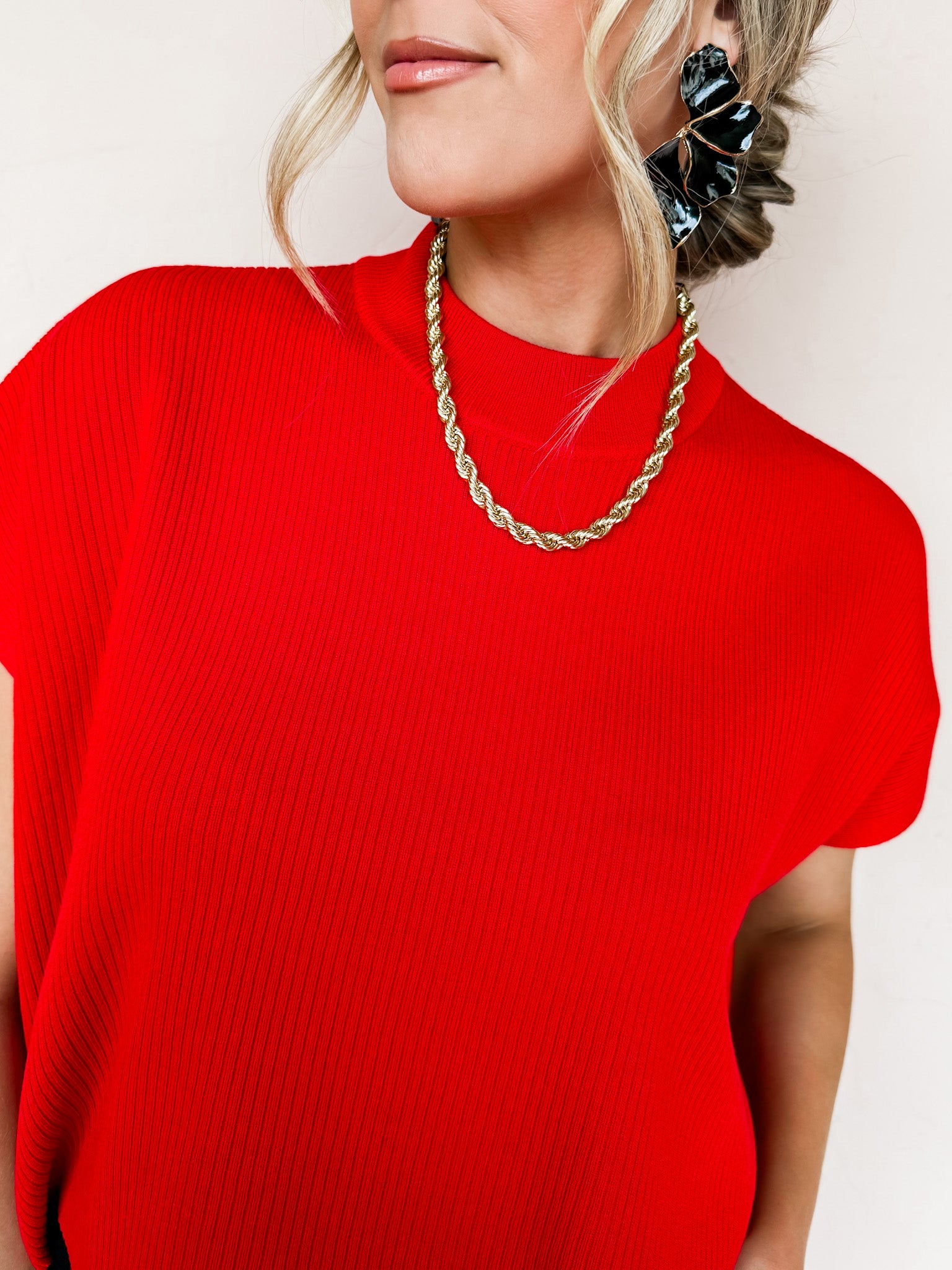 Rue Mock Neck Sweater-Ruby