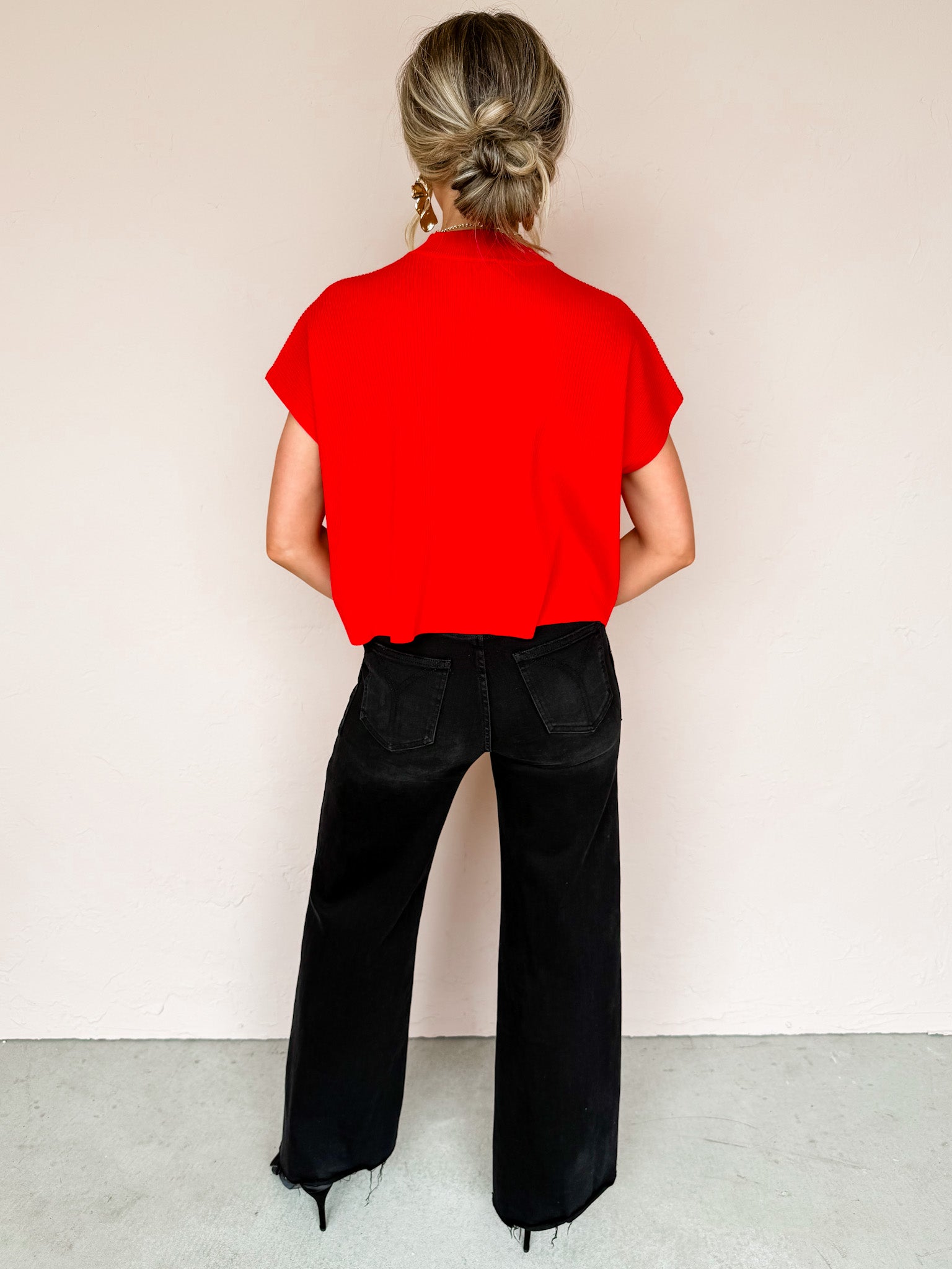 Rue Mock Neck Sweater-Ruby