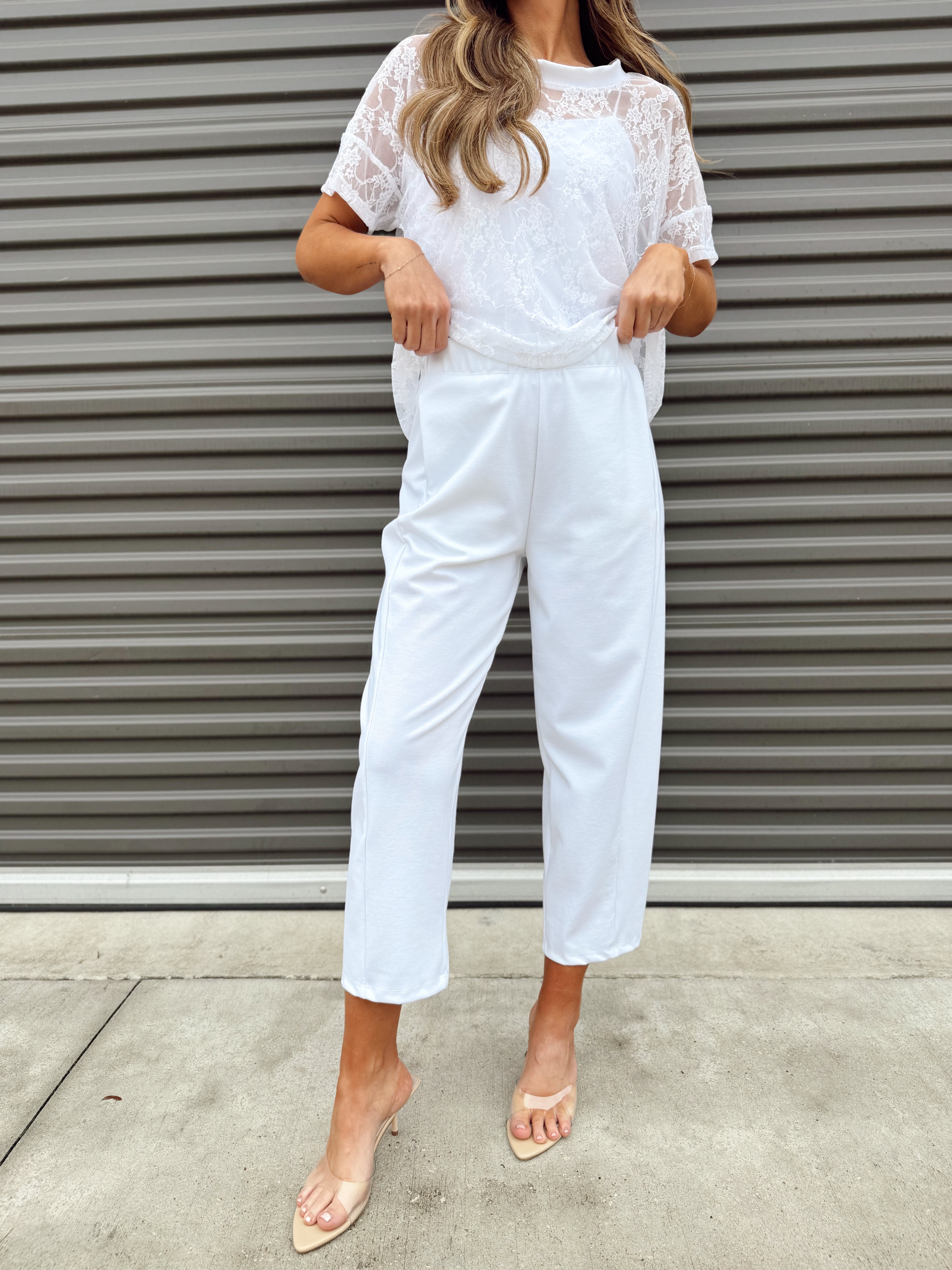 The Tana White Ponte Barrel Pant – Made in USA Stretch Barrel Pant