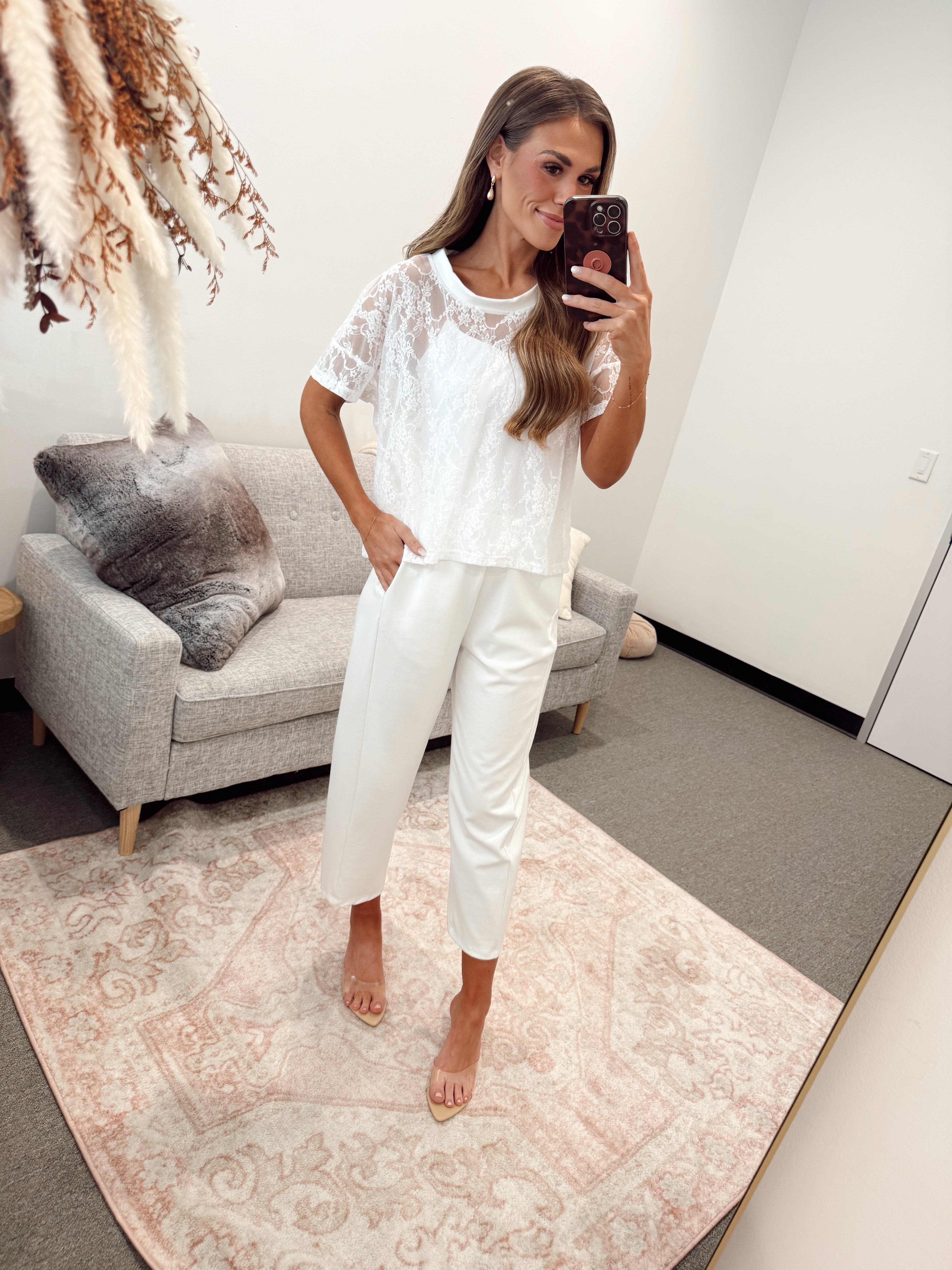 The Taylor White Lace Boxy Tee – Made in USA Lightweight Lace Tee