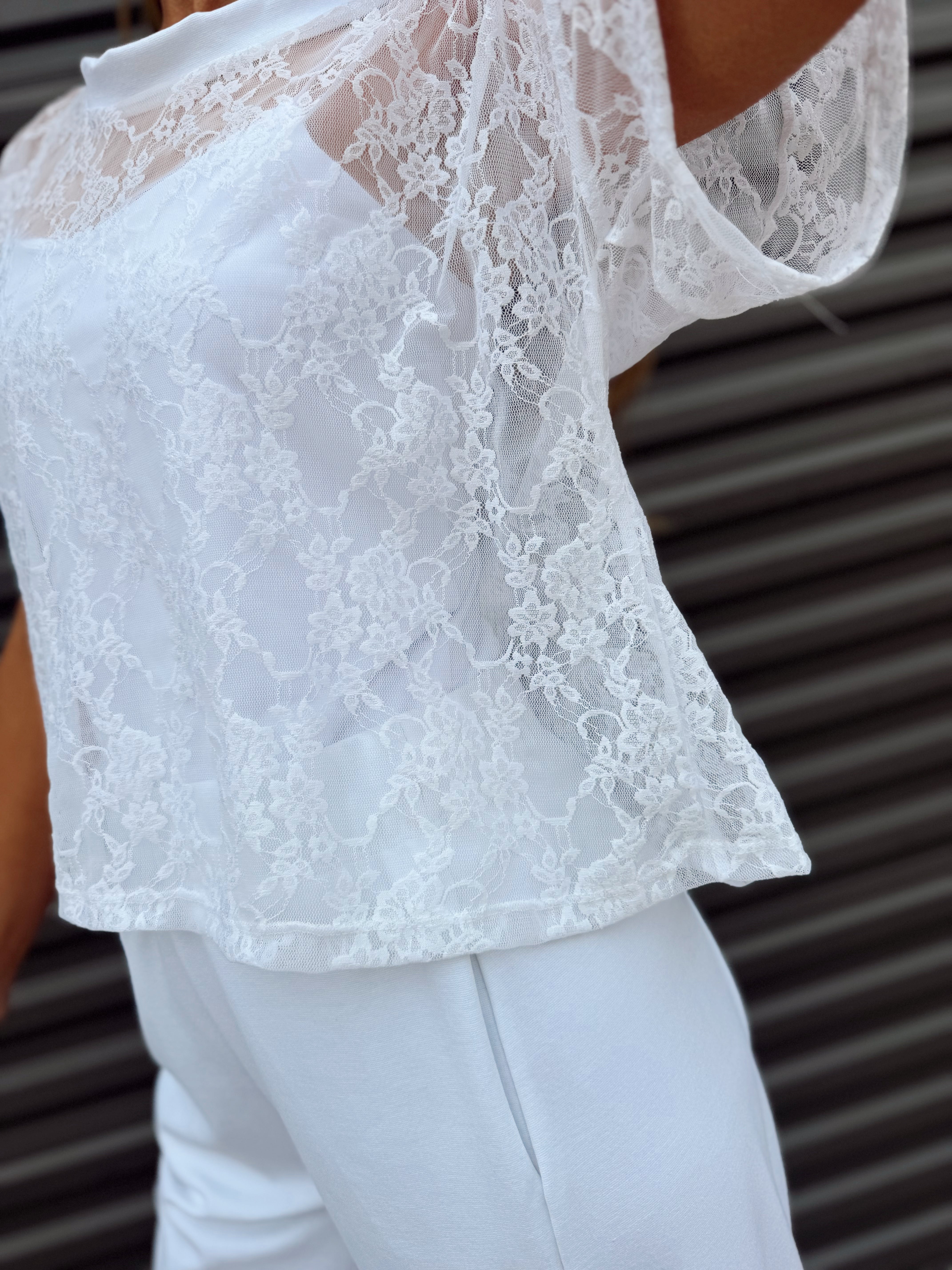 The Taylor White Lace Boxy Tee – Made in USA Lightweight Lace Tee
