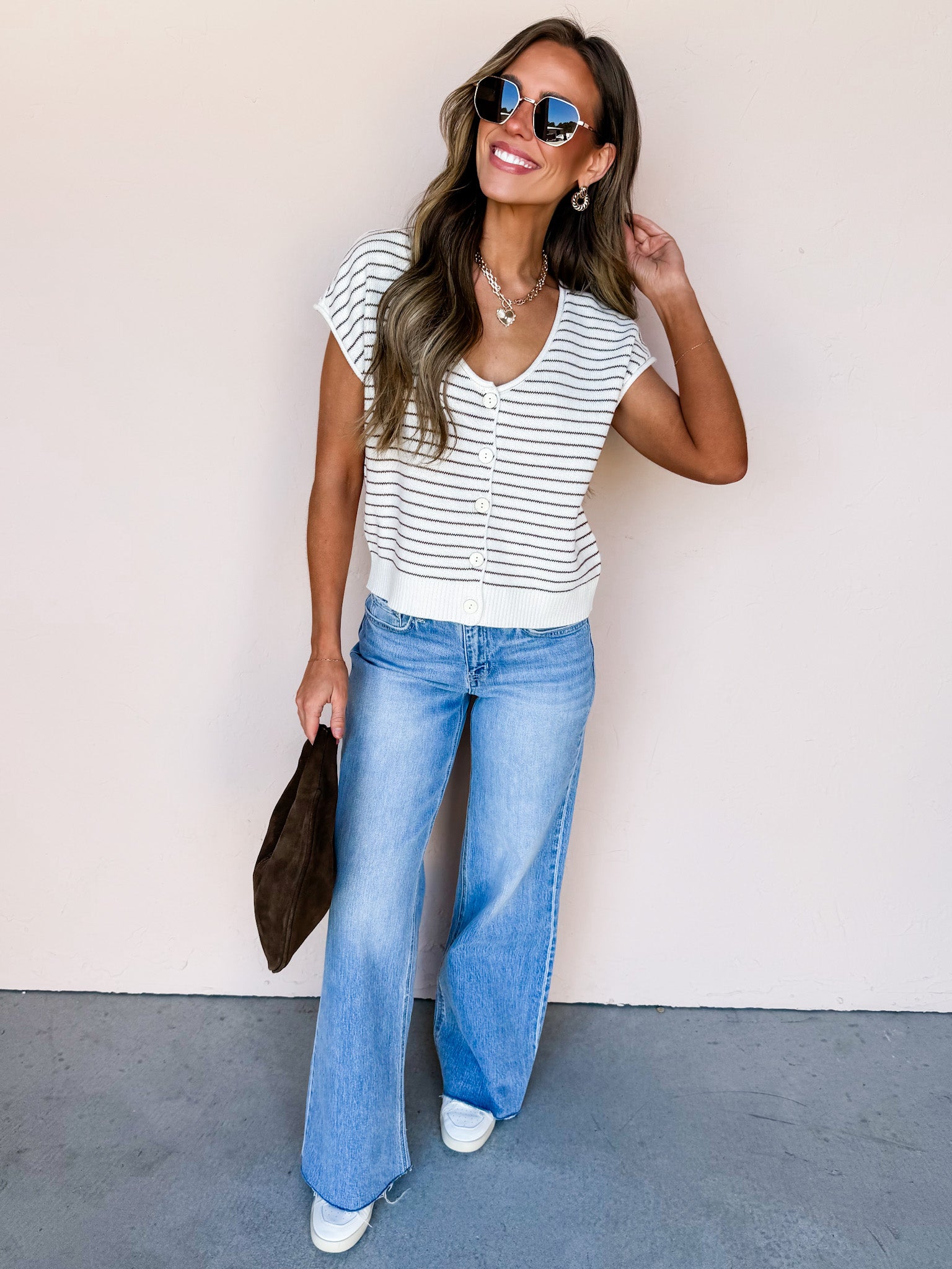 Hope Striped Short Sleeve Cardigan