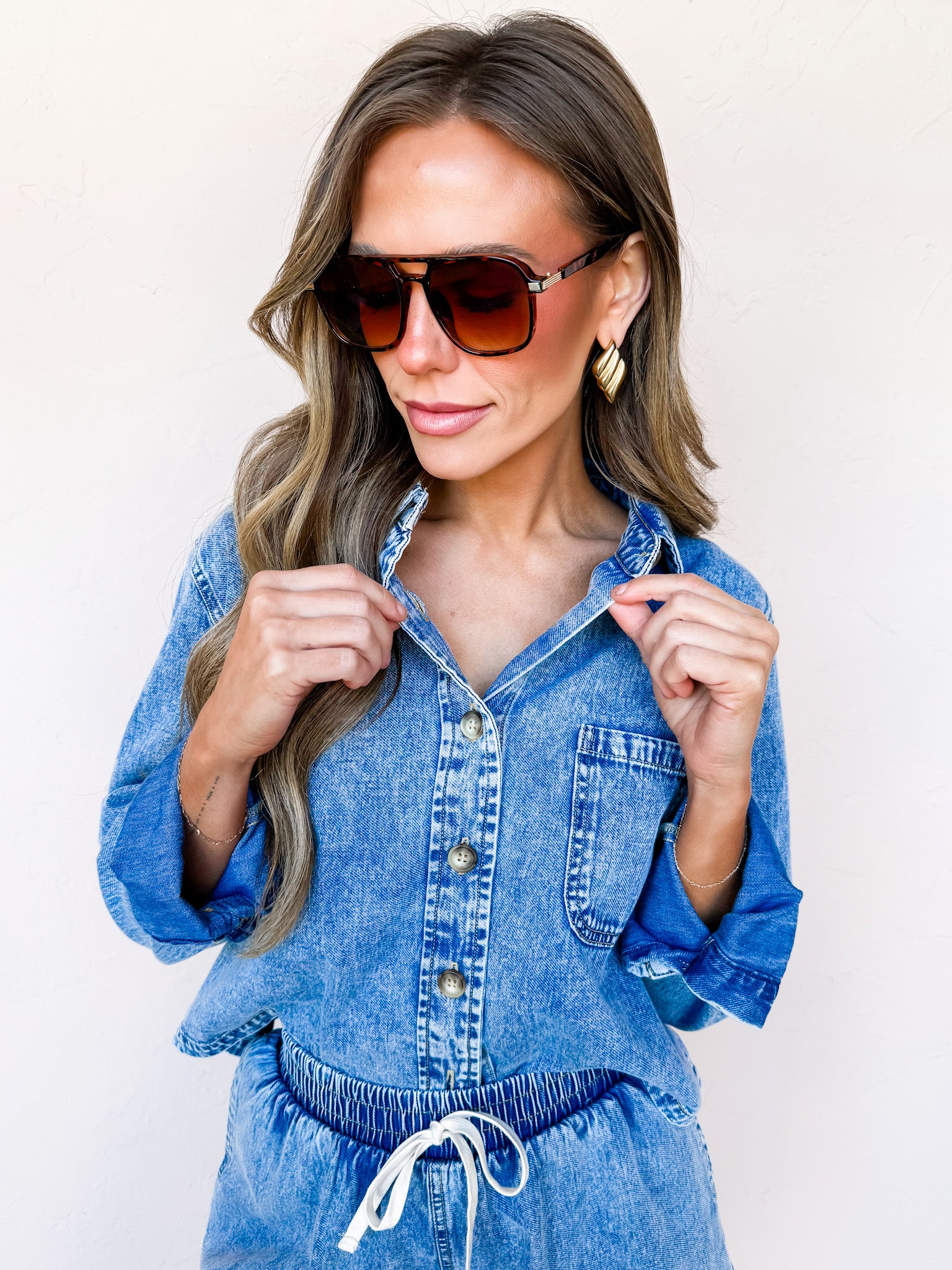 Julie Long Sleeve Denim Top
