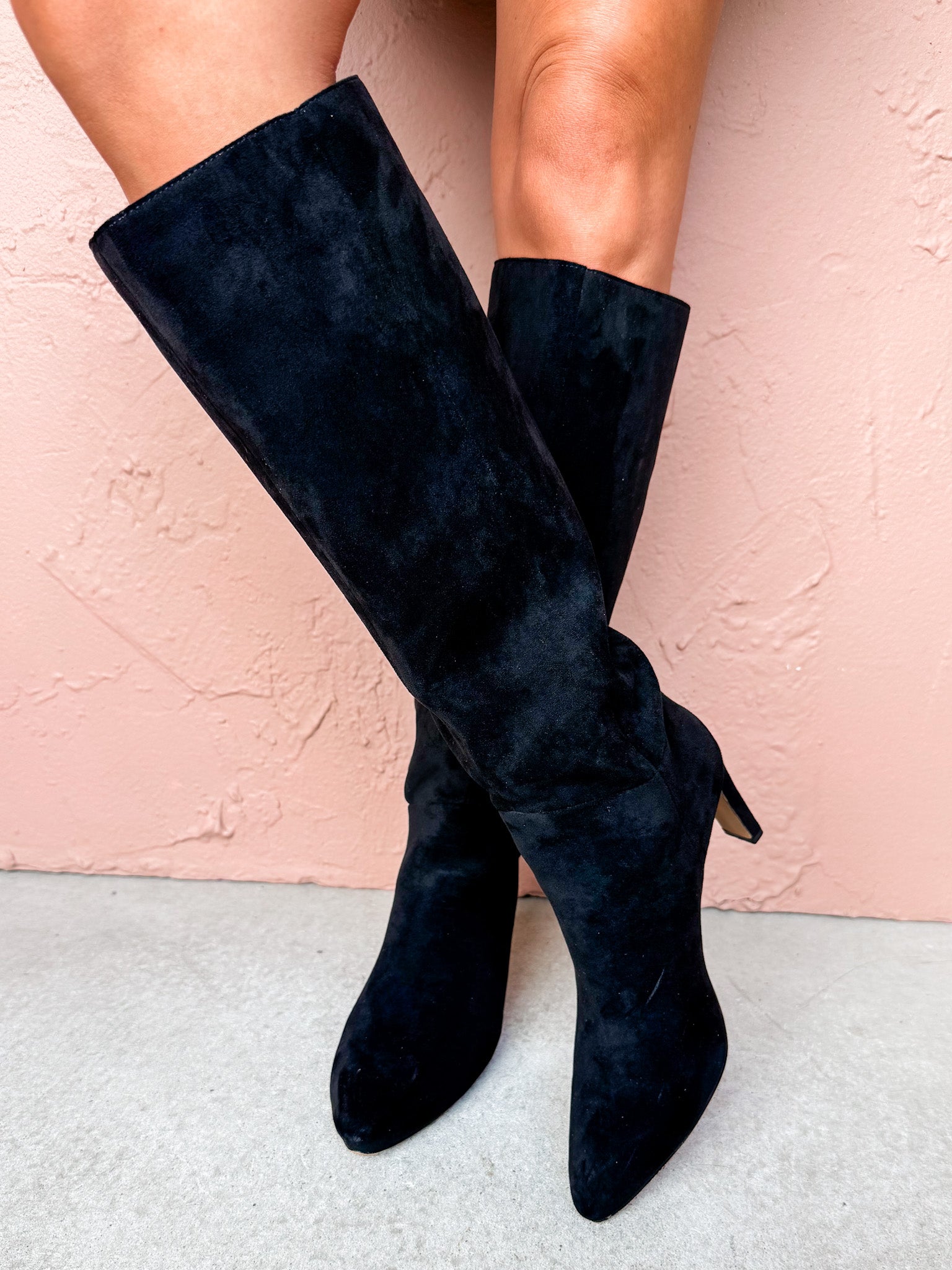 Adriana Suede Tall Boots-Black