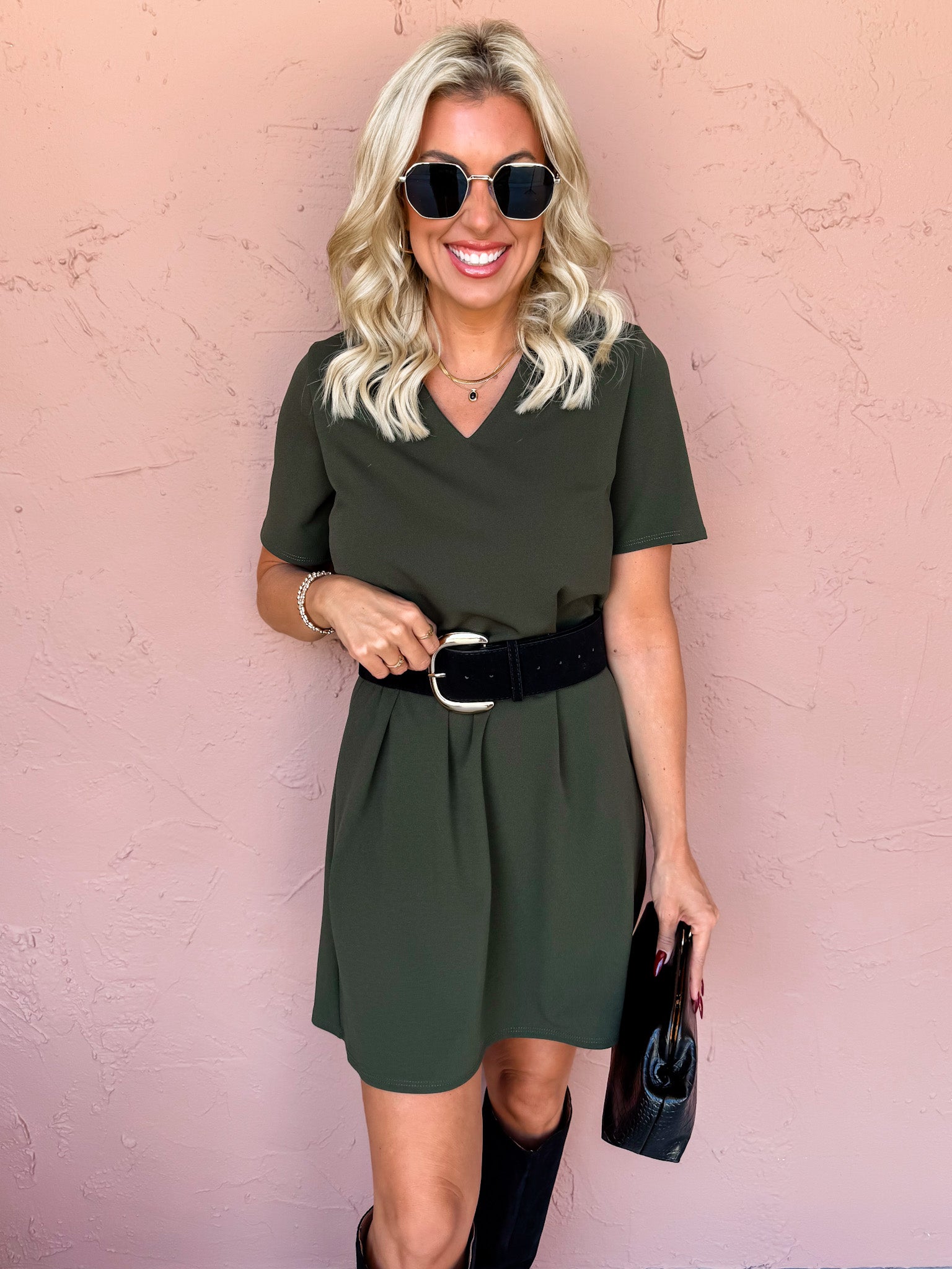 Classic Form Shift Dress-Olive