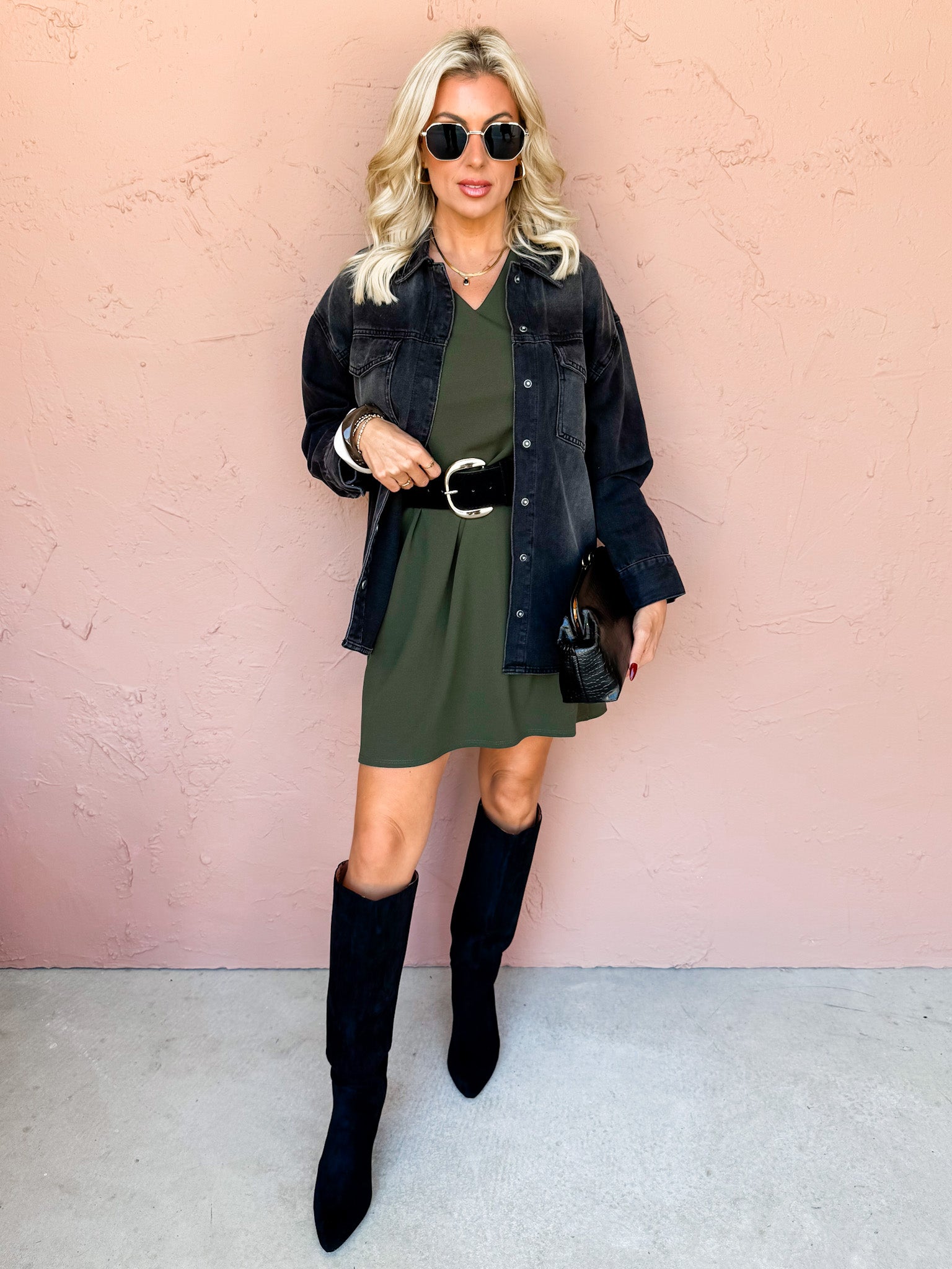 Classic Form Shift Dress-Olive