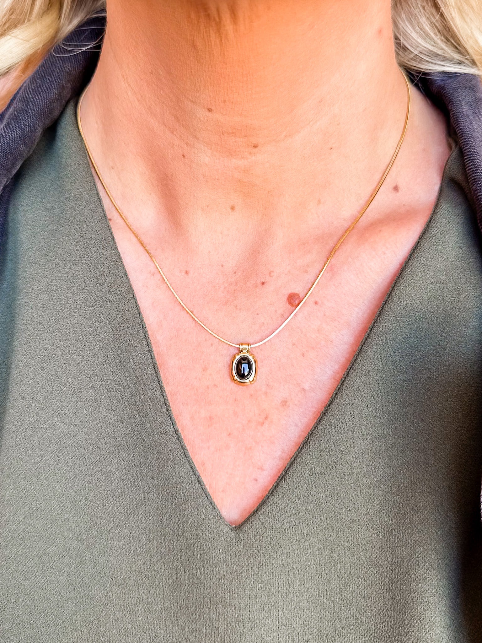 Dax Natural Stone Necklace-Black