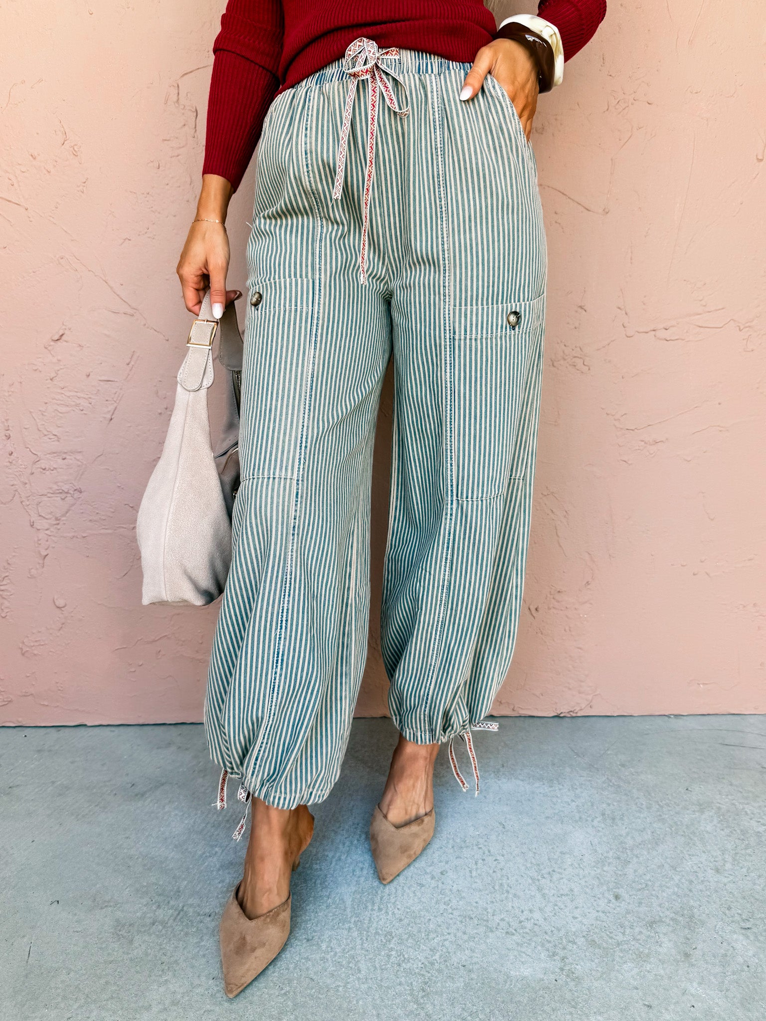 Forever Vintage Striped Elastic Pants