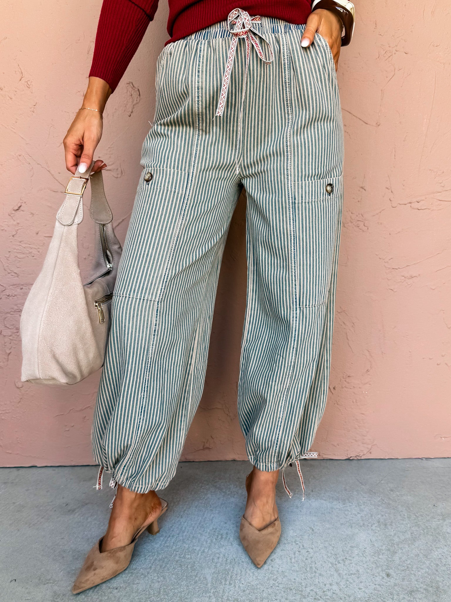 Forever Vintage Striped Elastic Pants