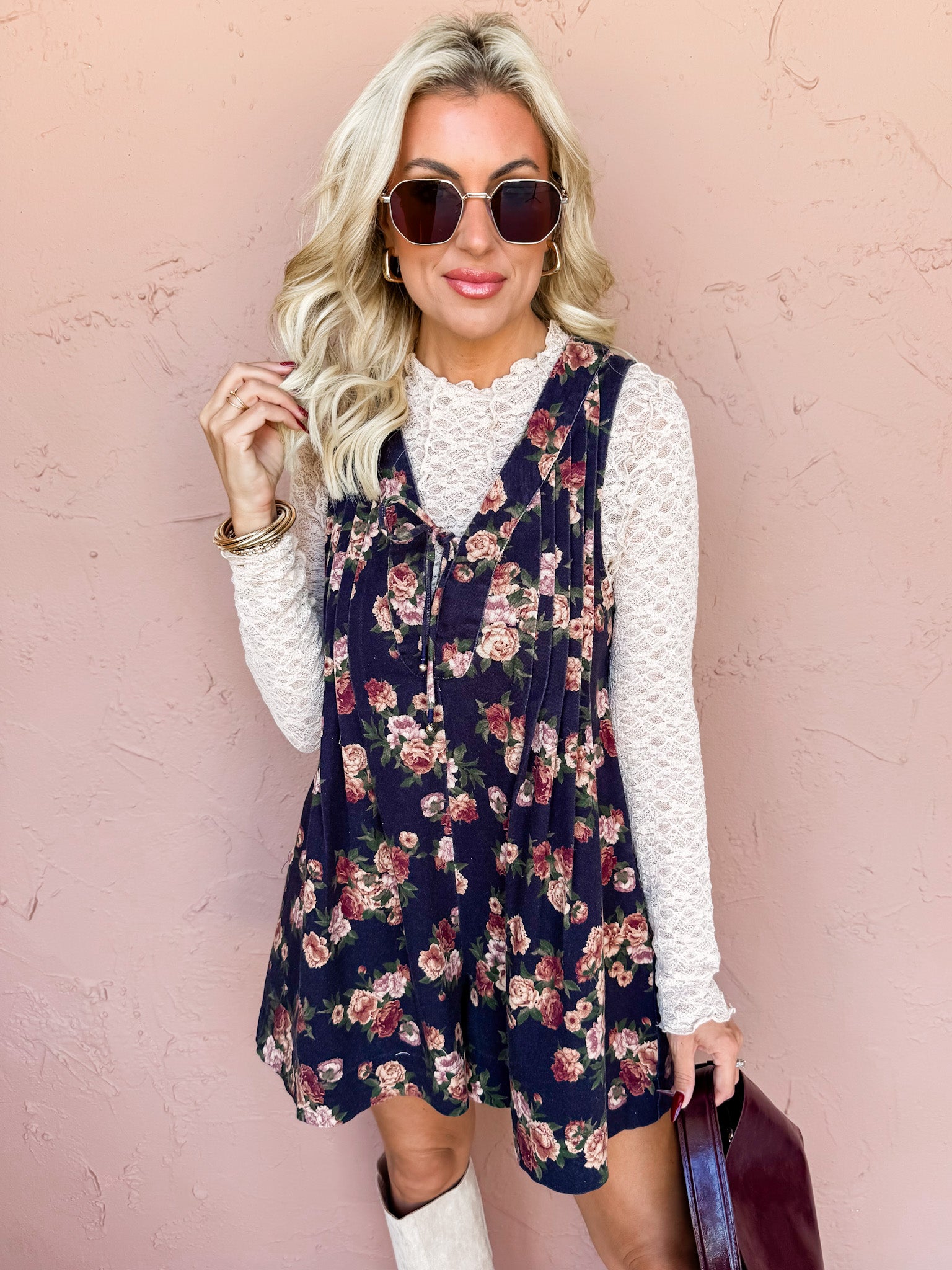 Impress Me Floral Pintuck Sleeveless Romper