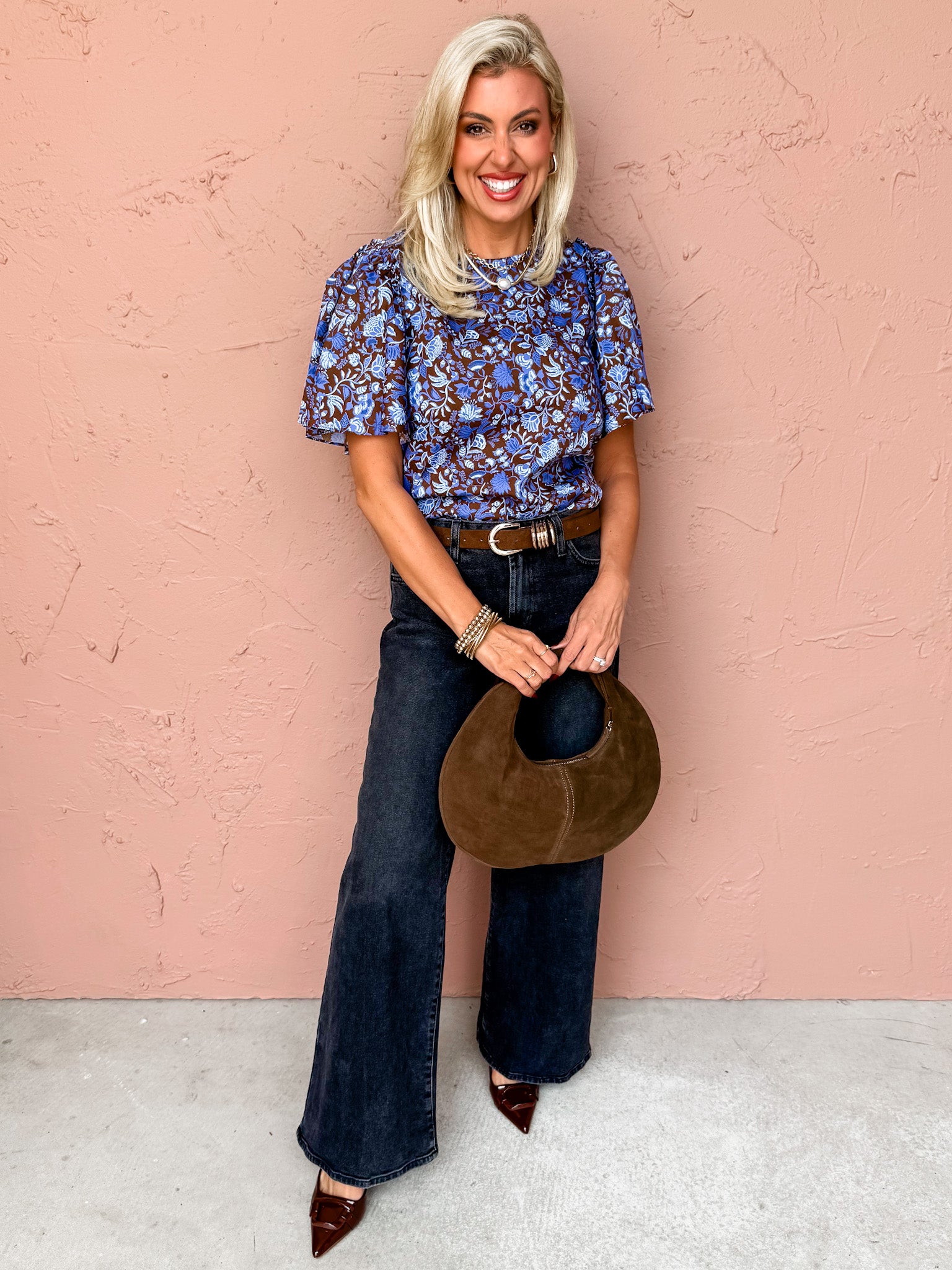 On Record Floral Puff Sleeve Top