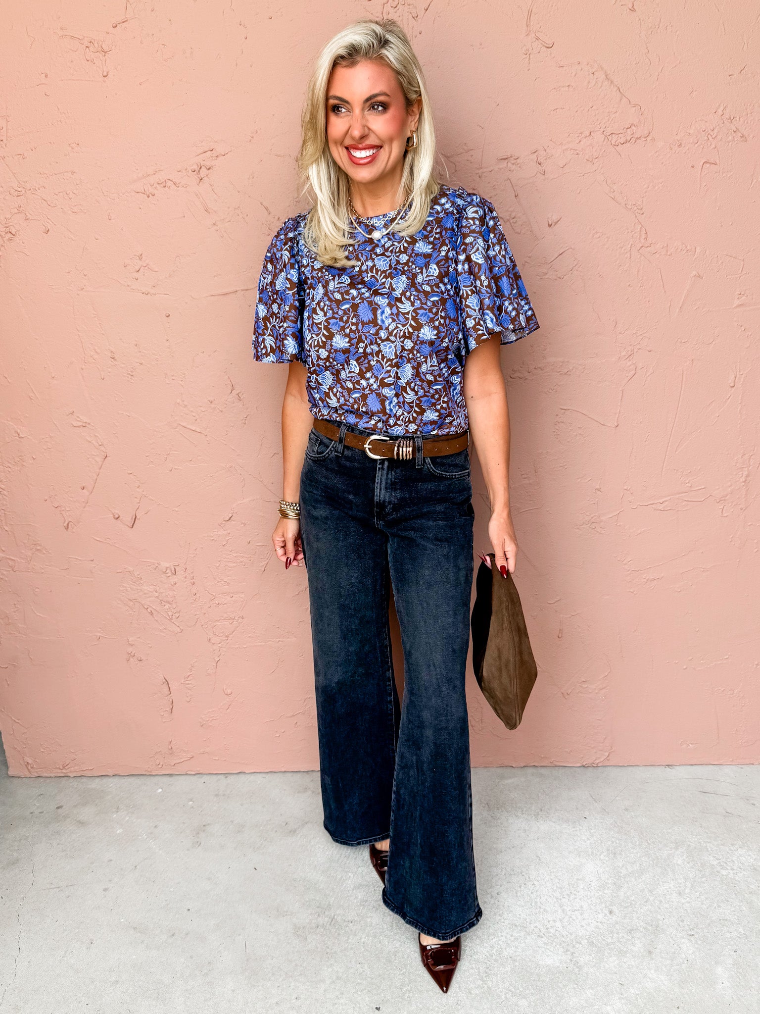 On Record Floral Puff Sleeve Top