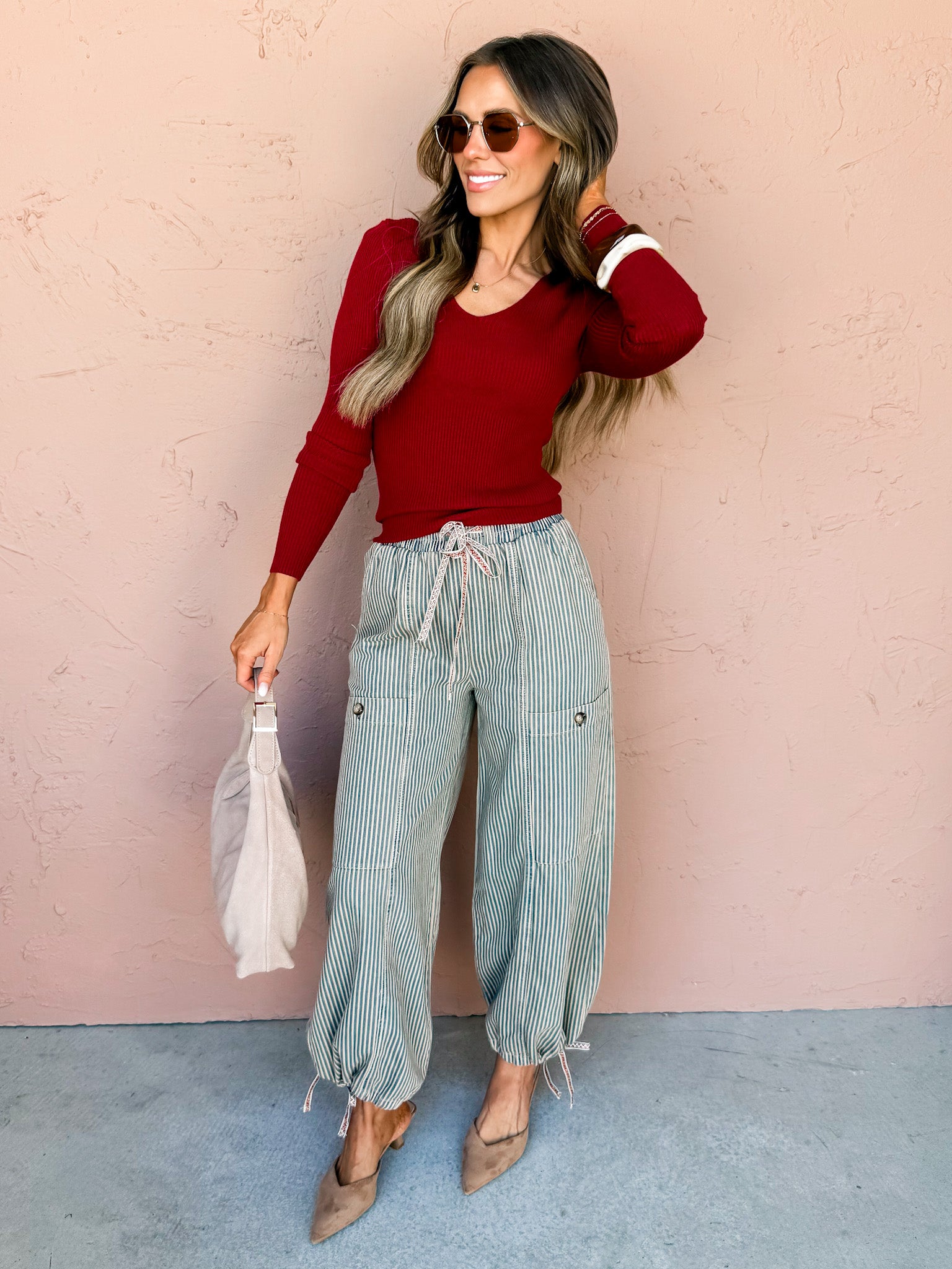 Peaceful Feelings Ribbed Top-Dark Red