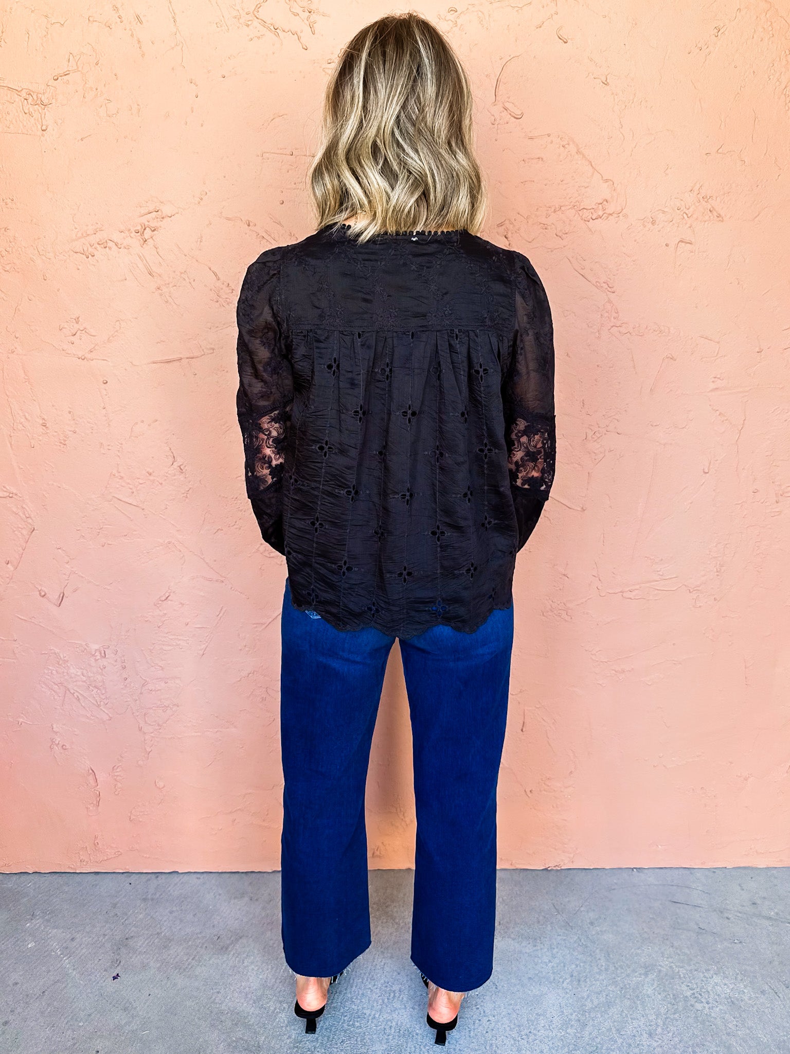 Can't Miss This Puff Sleeve Lace Top-Black