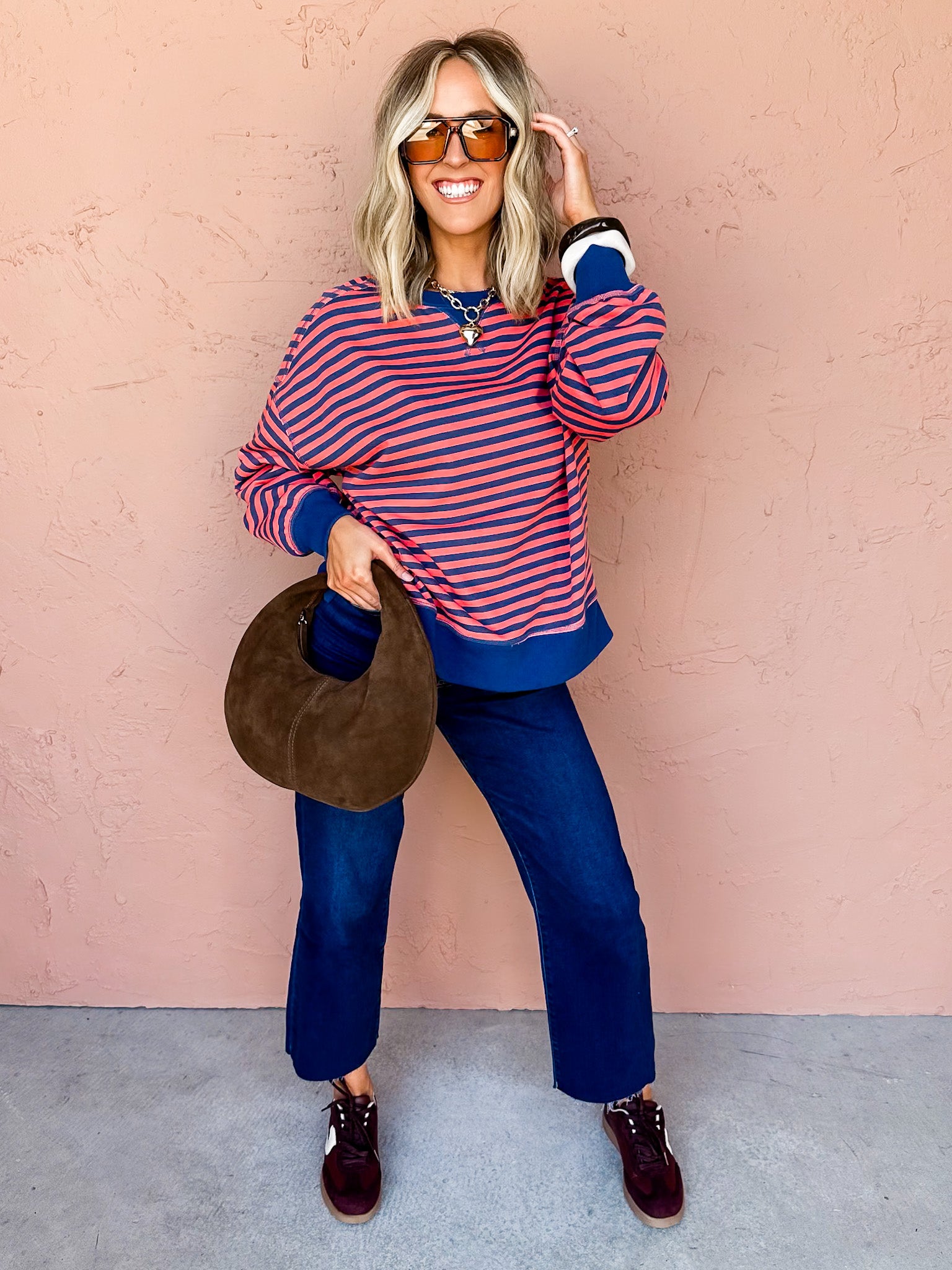 Cover Striped Oversized Top