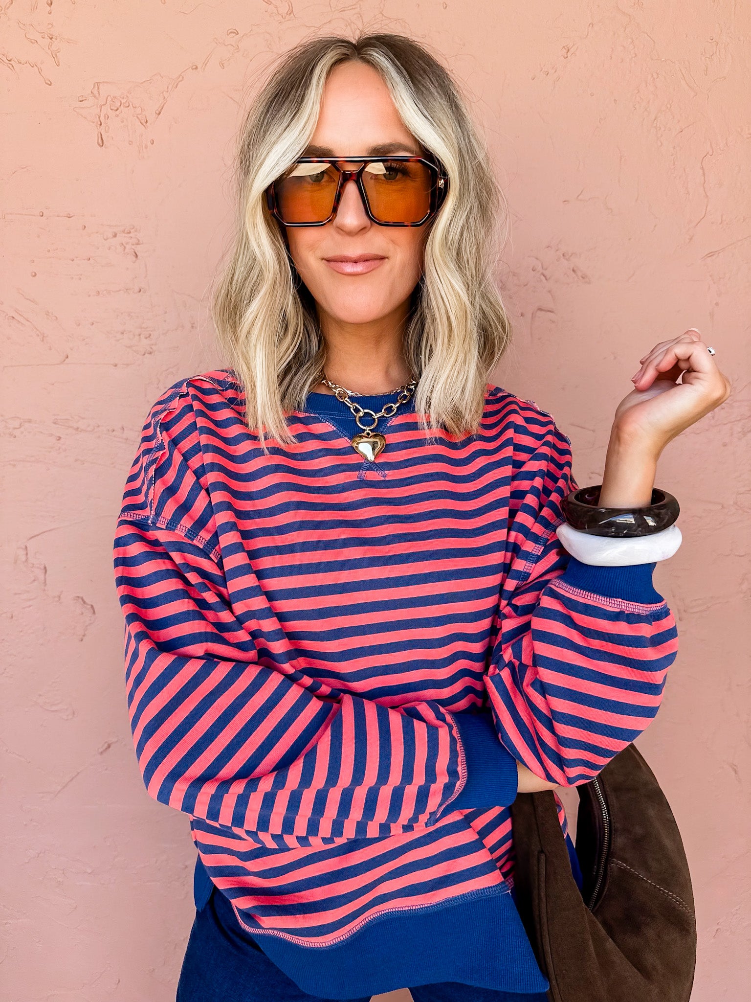 Cover Striped Oversized Top