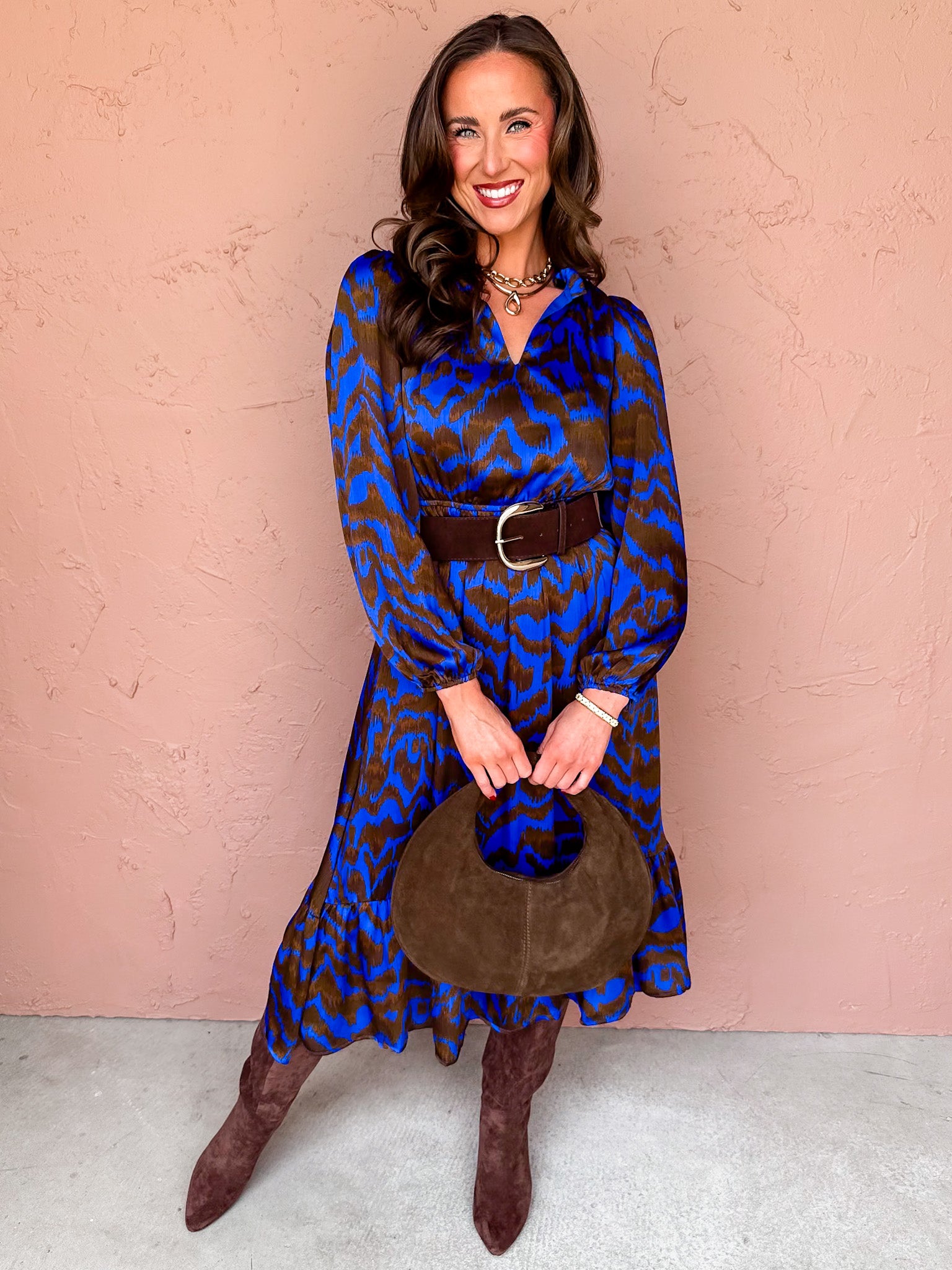 Krista Split Neck Midi Dress