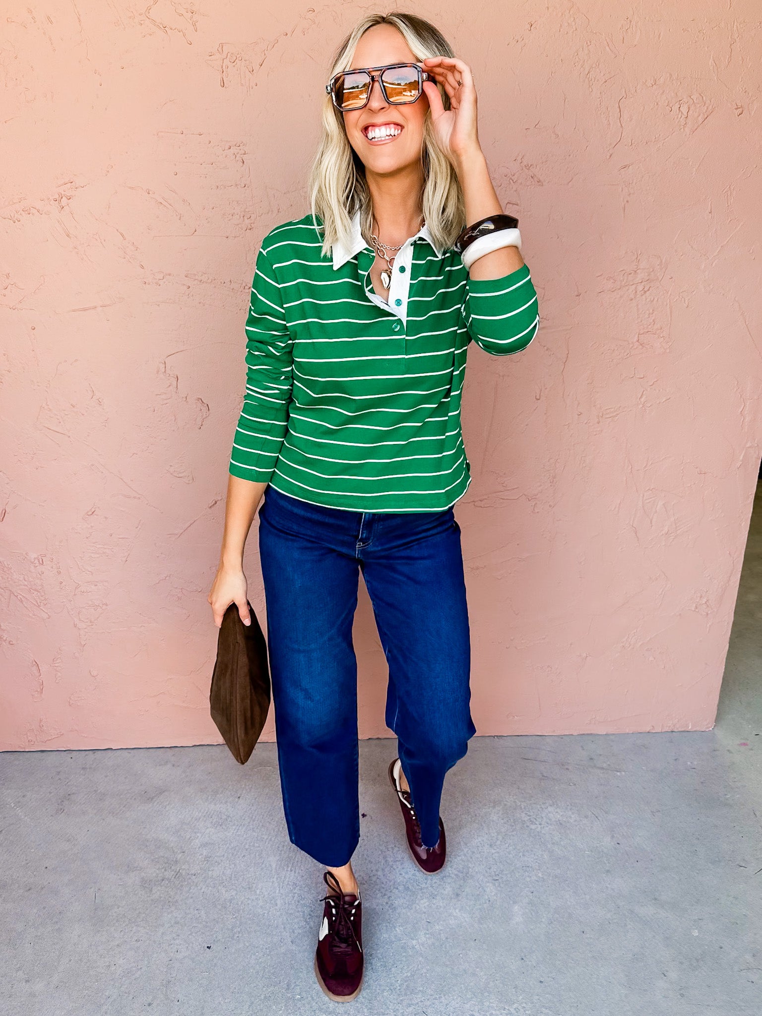 Right Direction Striped Collared Top