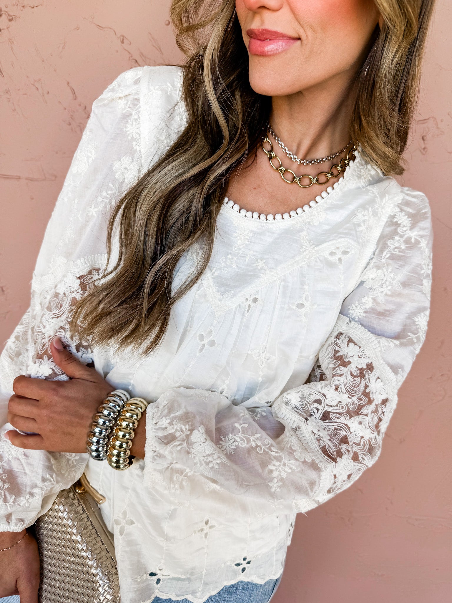 Can't Miss This Puff Sleeve Lace Top-Ecru
