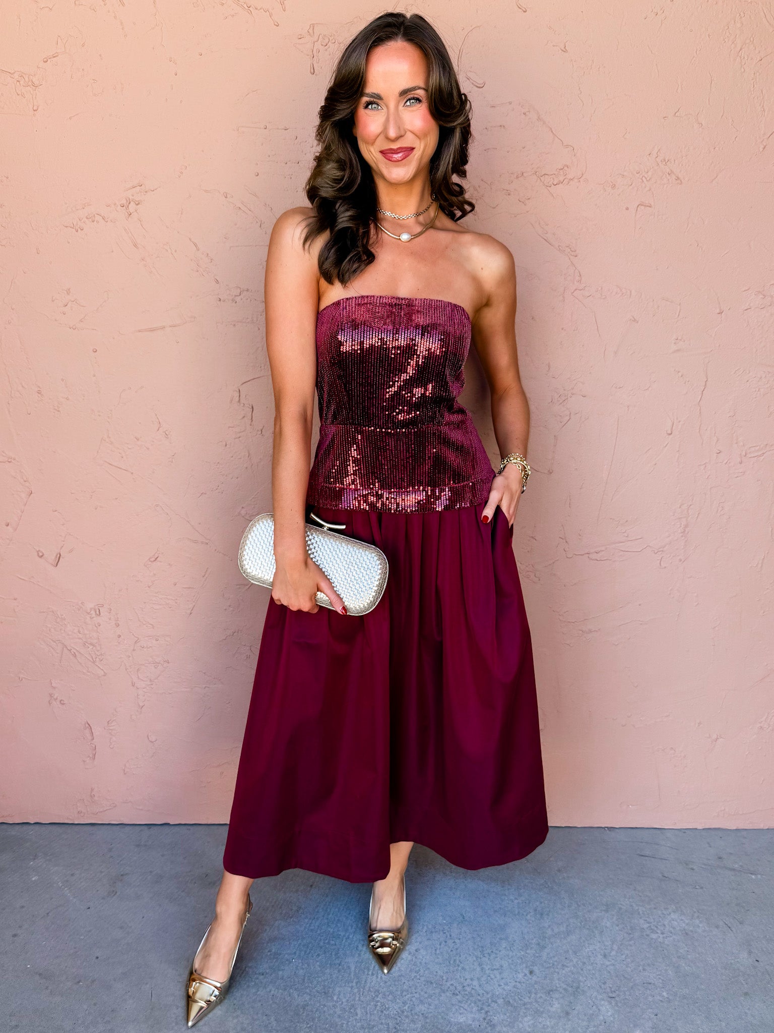 Luxe List Sequin And Velvet Dress