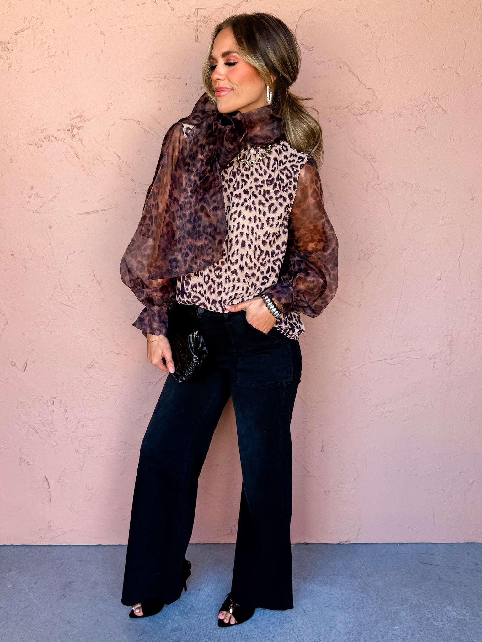 Maeve Animal Print Bow Tie Top