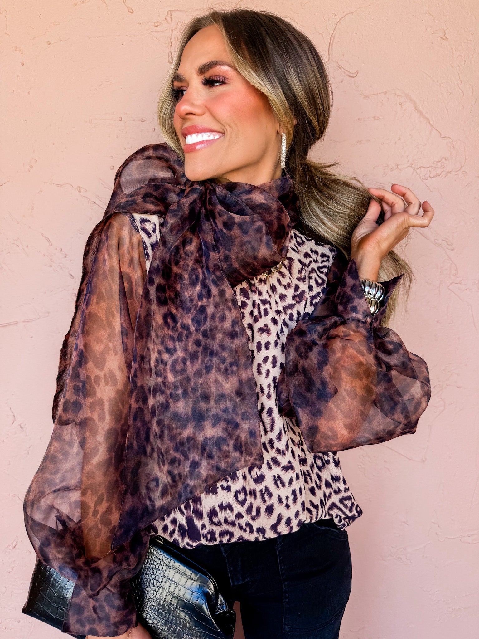 Maeve Animal Print Bow Tie Top