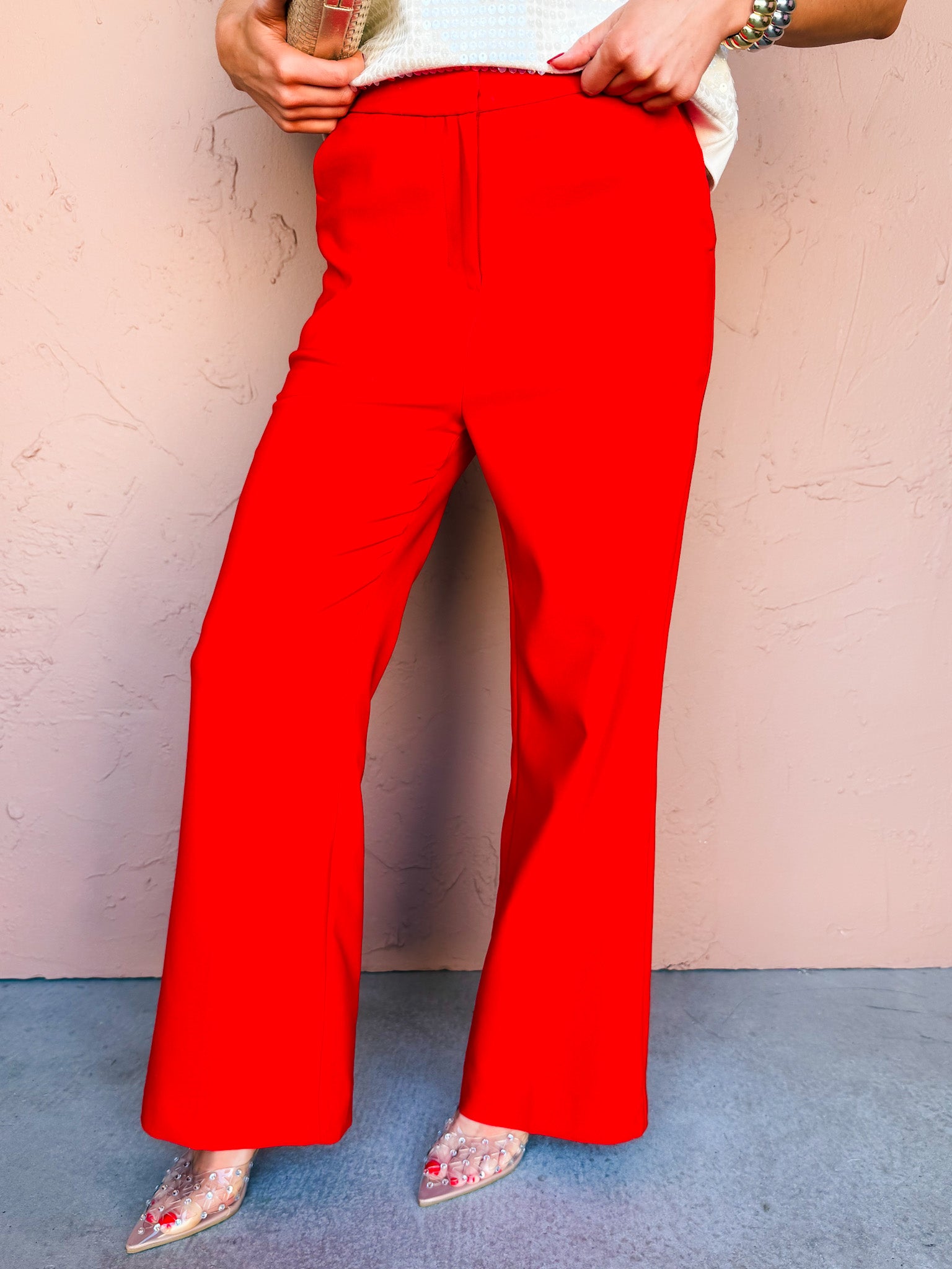 Taking Chances Pants-Red