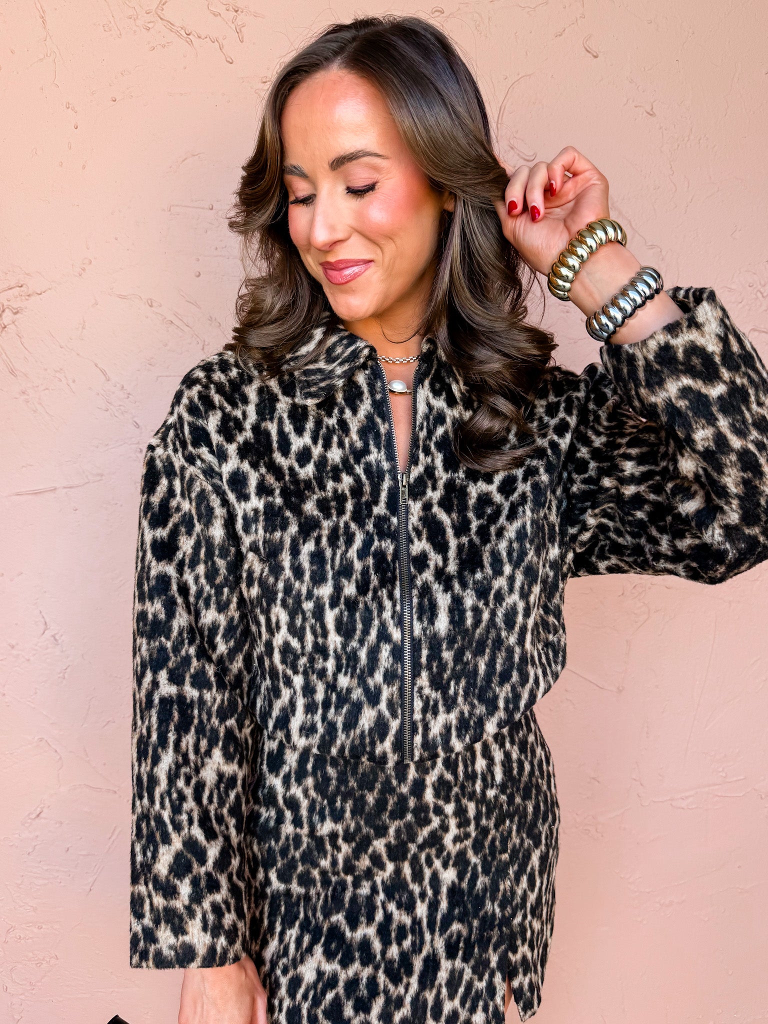 Vivian Leopard Zip Front Jacket