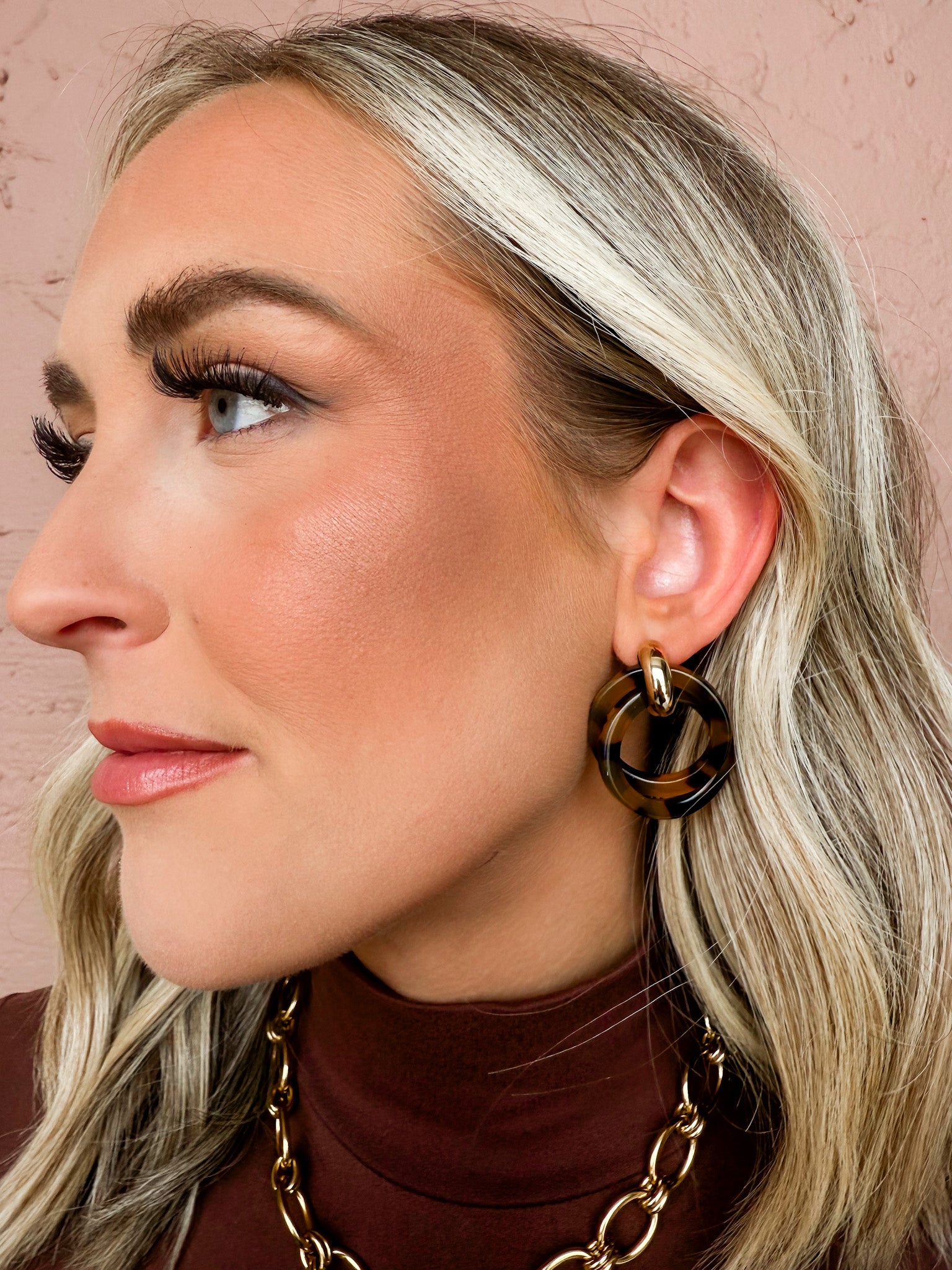 Carmen Tortoise Hoop Stud Earrings