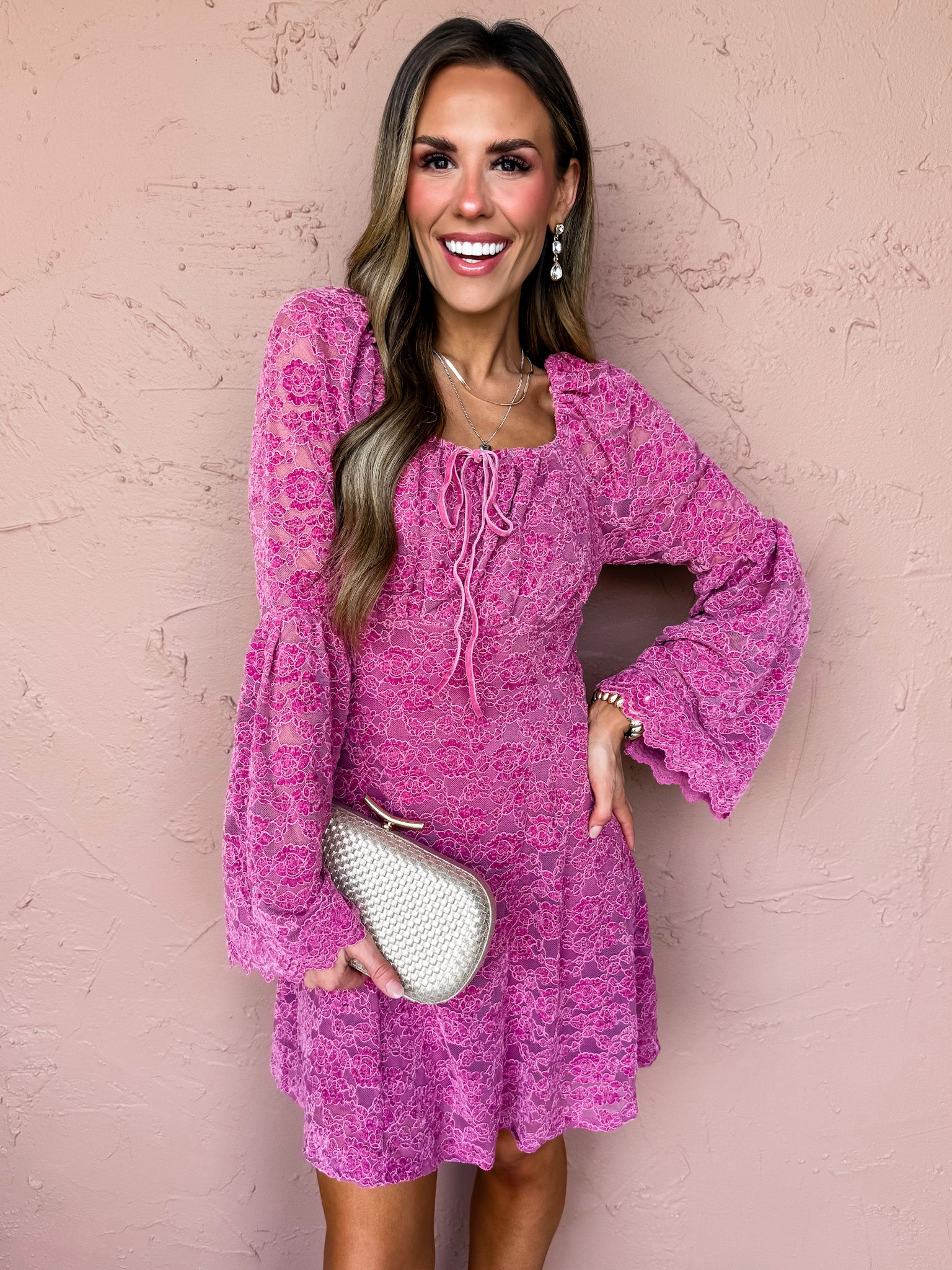 Fever Dream Lace Bell Sleeve Mini Dress