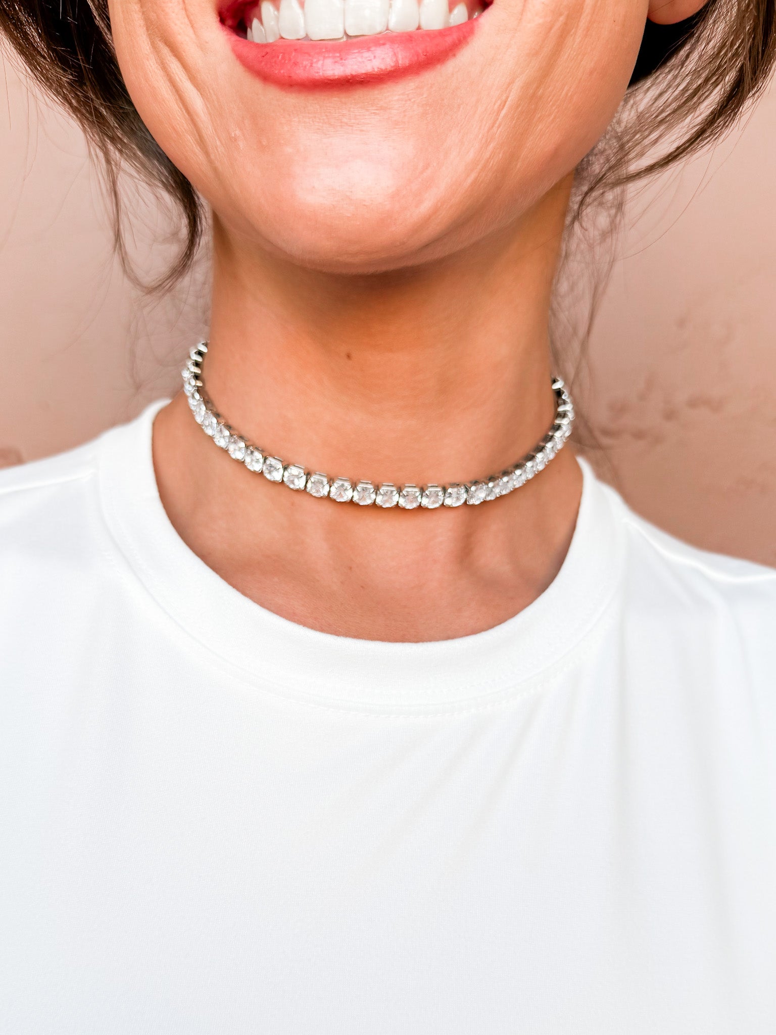 Midnight Spark Rhinestone Tennis Necklace