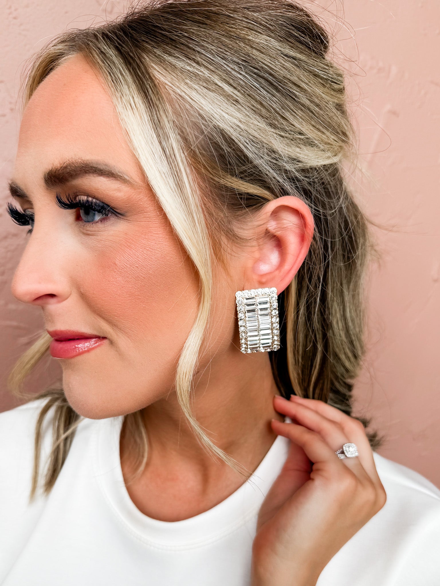 Starlight Rectangle Rhinestone Earrings