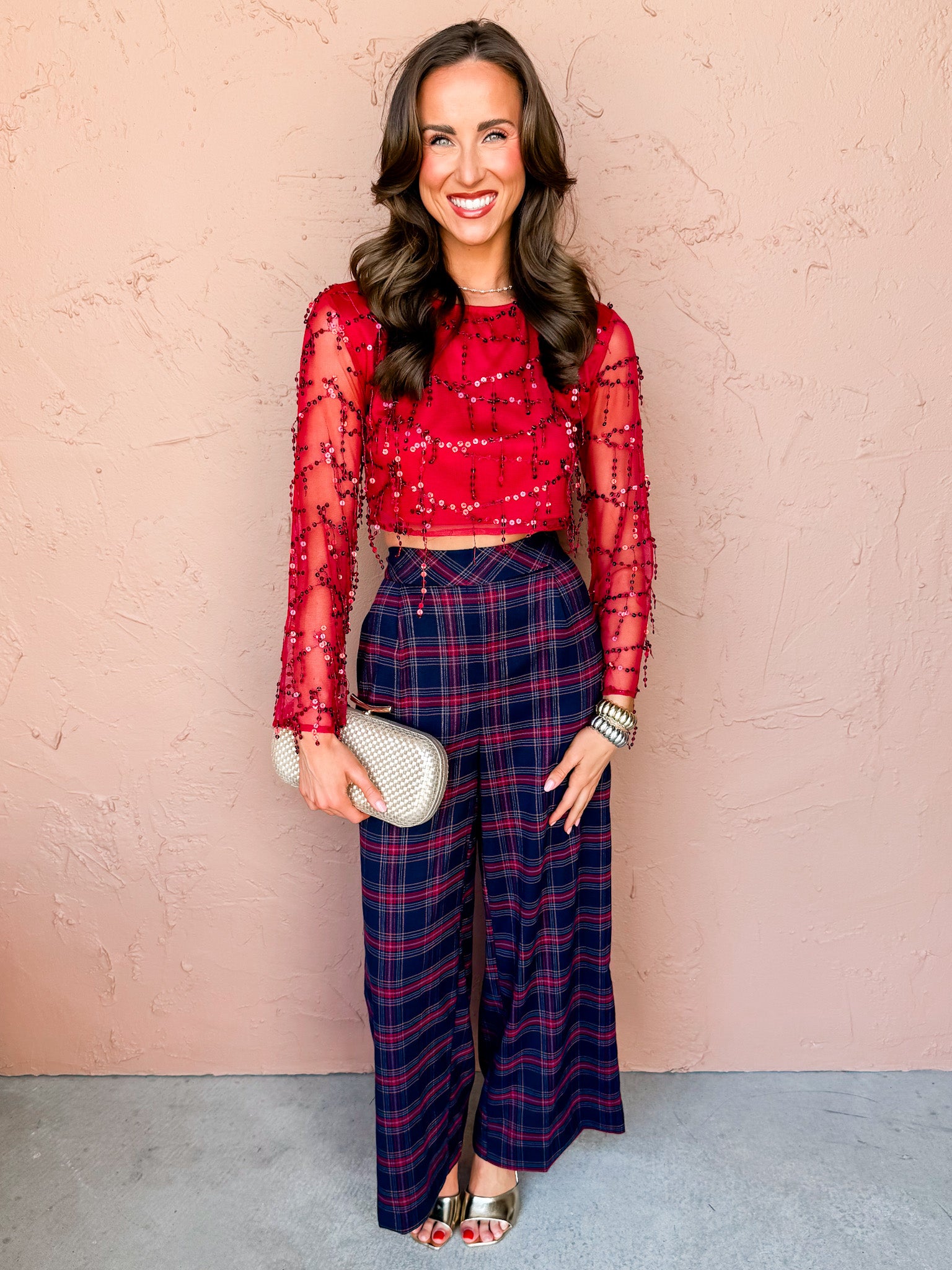 Carol Fringe Sequin Mesh Top