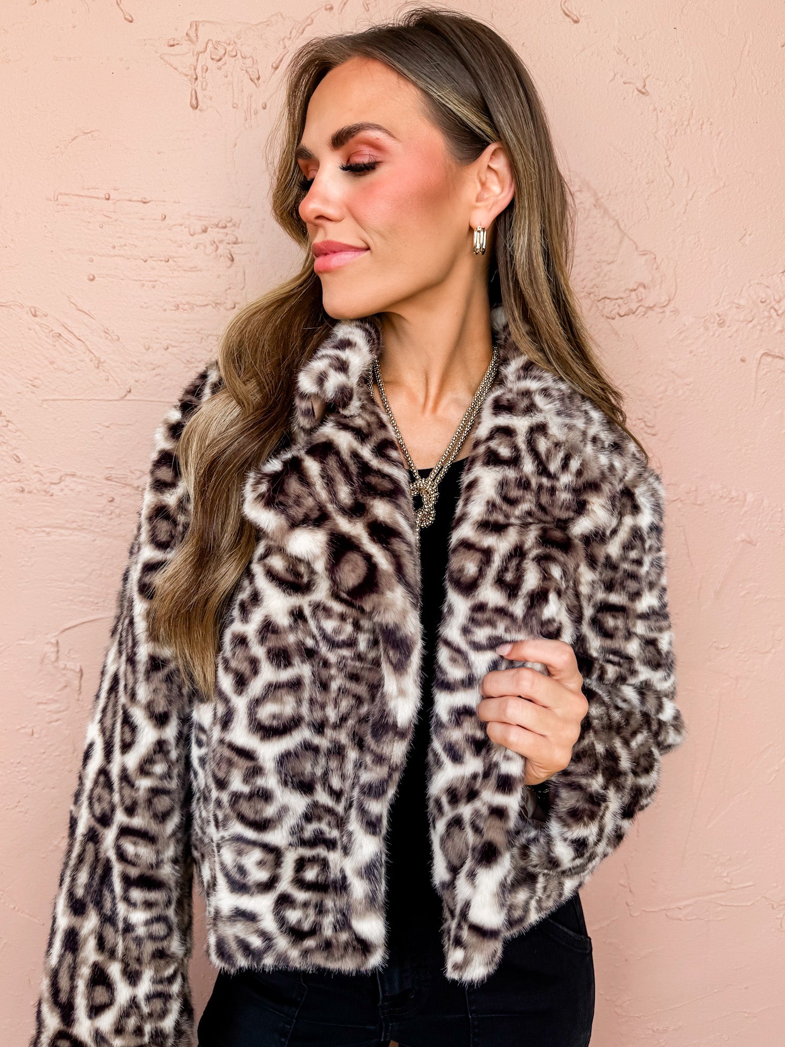 Clarke Leopard Faux Fur Jacket