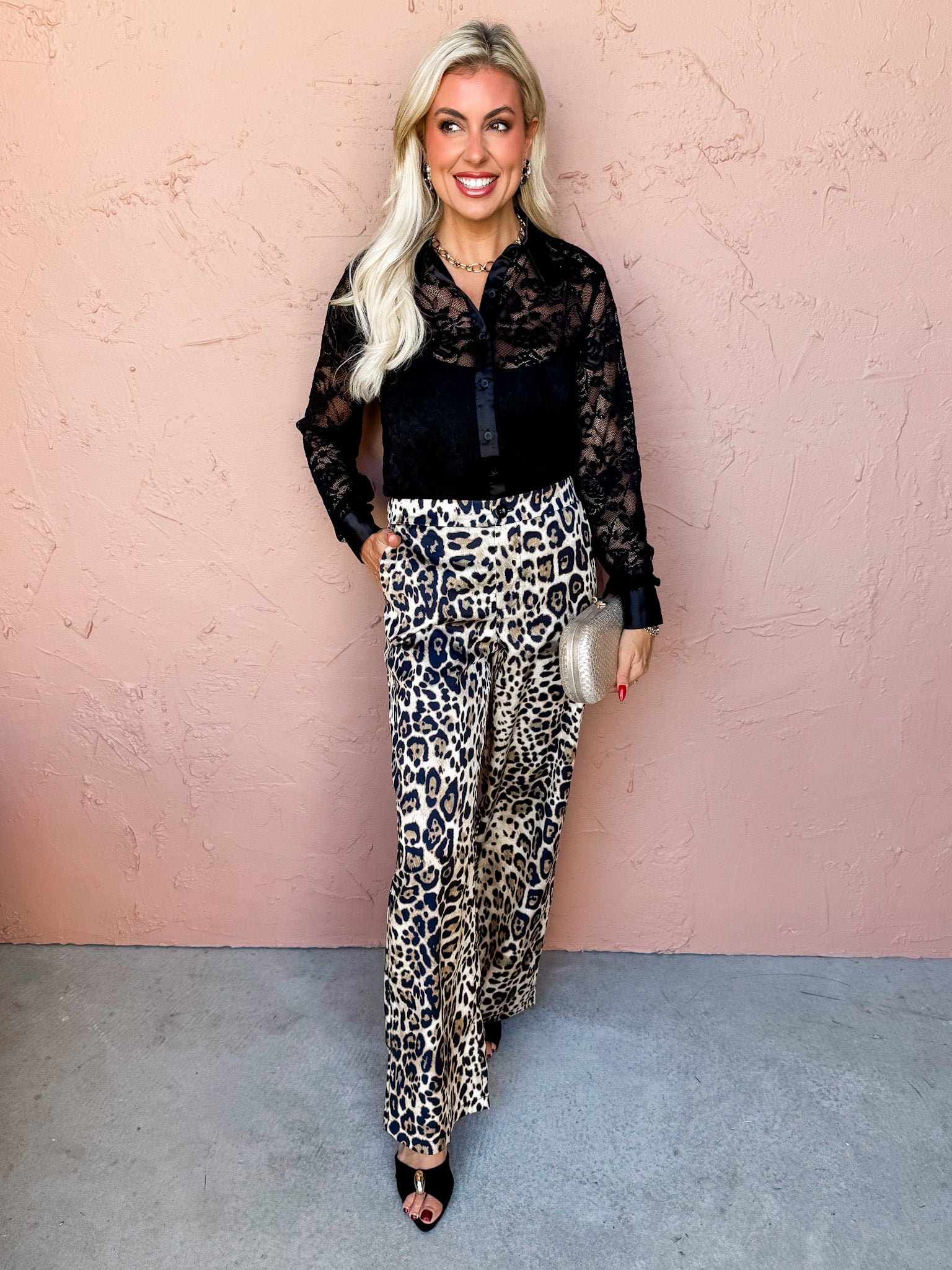 Noelle Leopard Wide Leg Pants